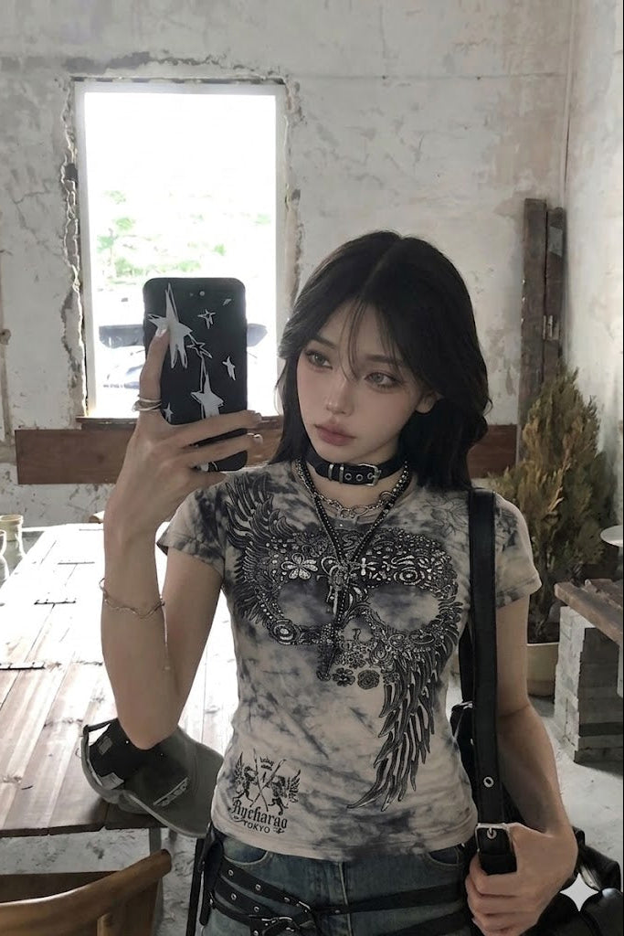 smoke skull punk tee ZC21330