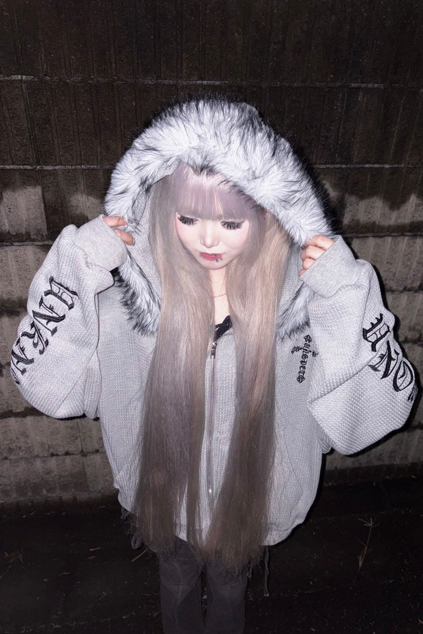 Ash fur waffle hoodie ZC30081