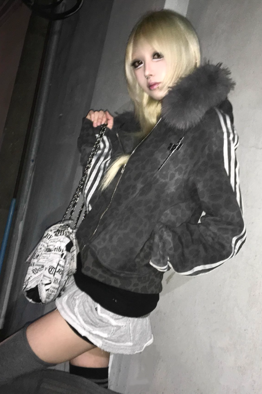 leopard fur track jacket ZC30097