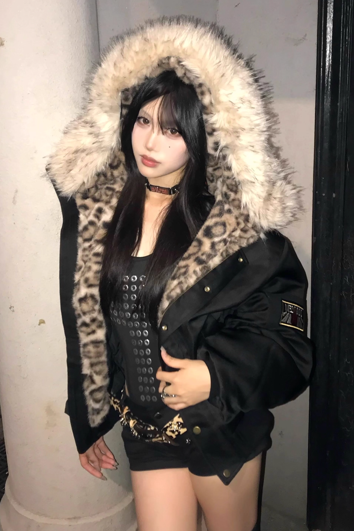 black cat fur down  ZC30091