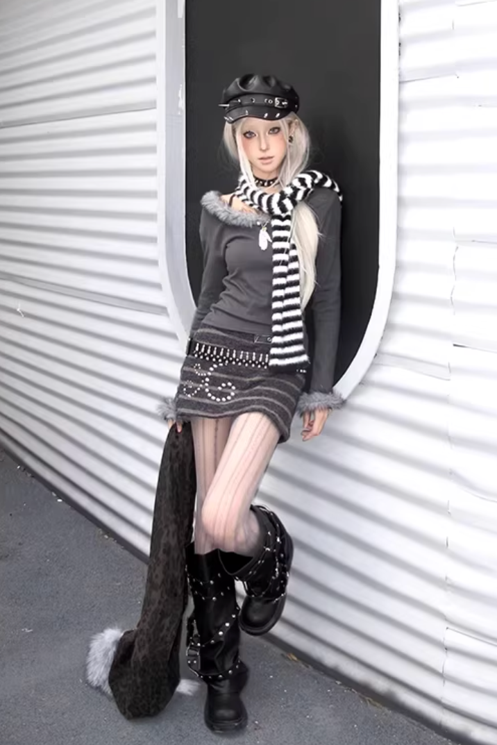 kirakira stone mini skirt ZC21191