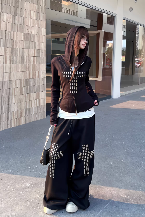 studs design cross pants ZC19375