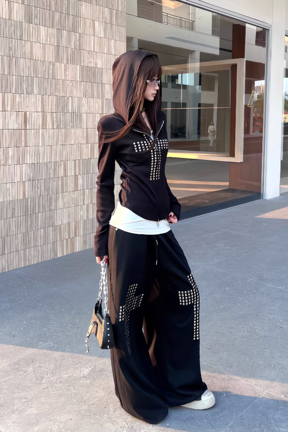 studs design cross pants ZC19375