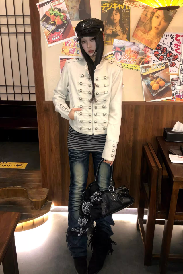 silver button napoleon jacket ZC30111