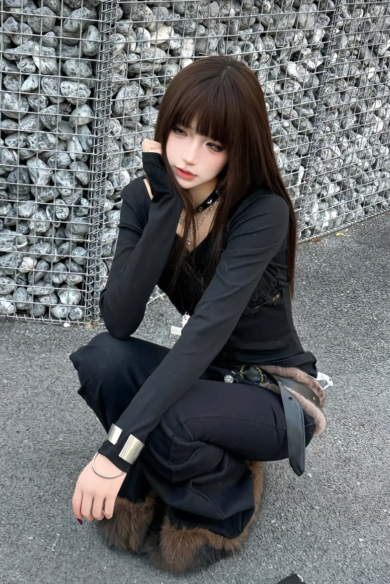 gothic cross lace long tee ZC21225