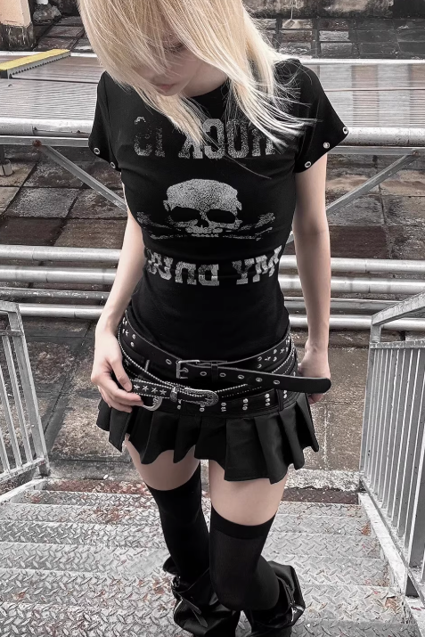 vintage wash skull Tshirt ZC21251