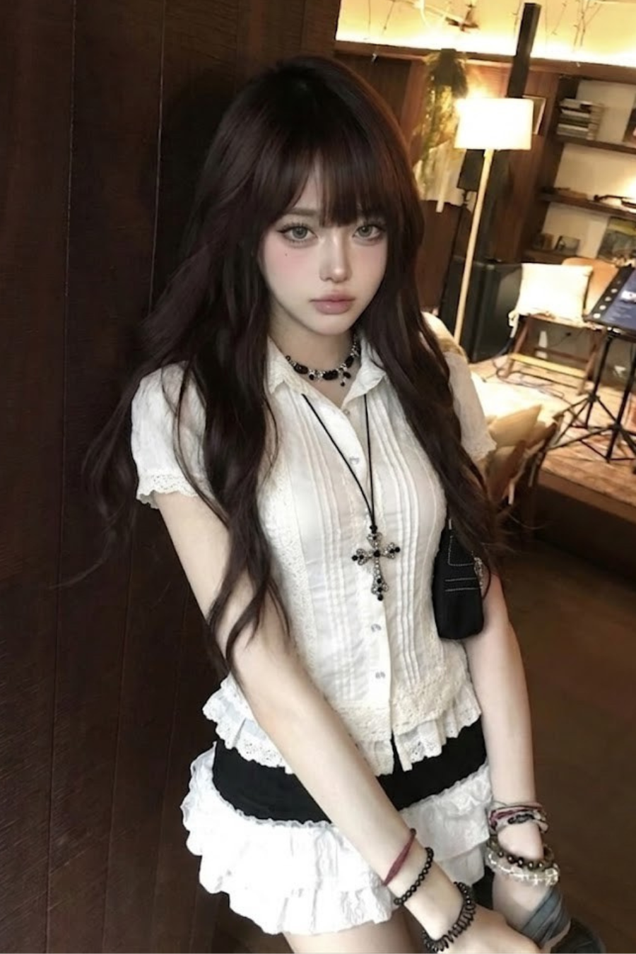 gothic lace tight shirt ZC21331