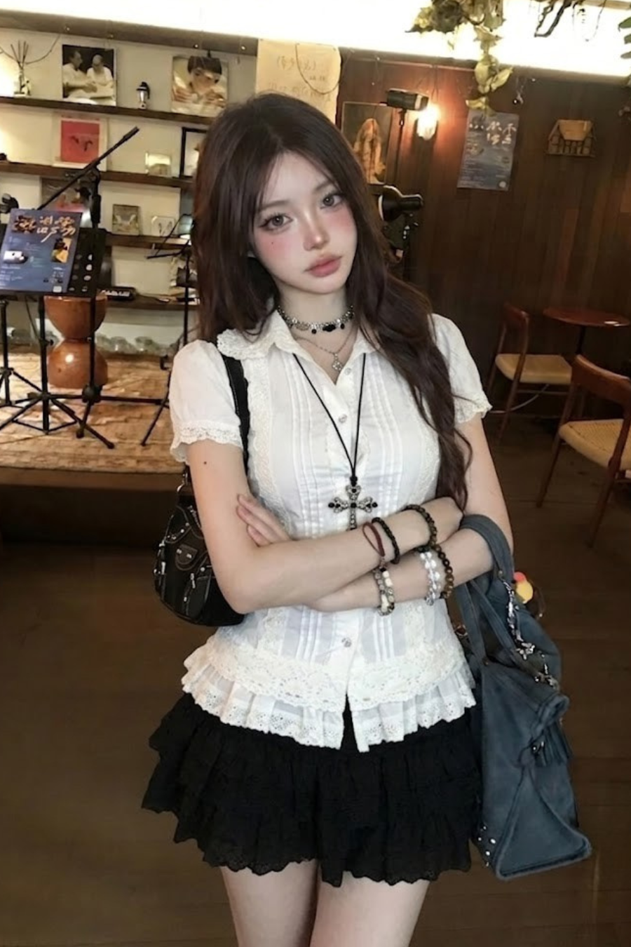 gothic lace tight shirt ZC21331