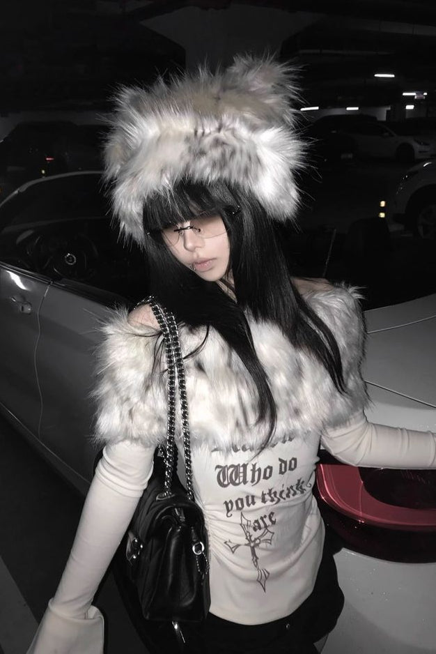 baby gothic fur off-shoulder ZC21026