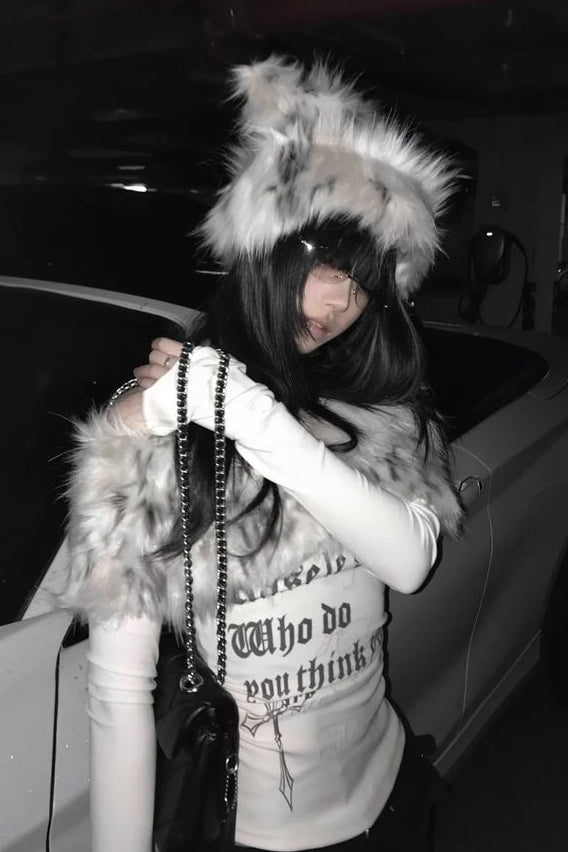 baby gothic fur off-shoulder ZC21026