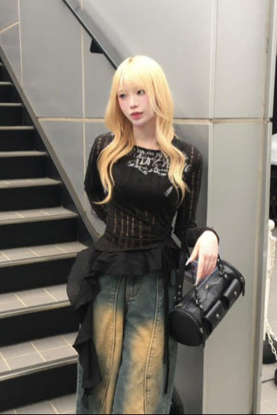 vintage design frill knit ZC20790