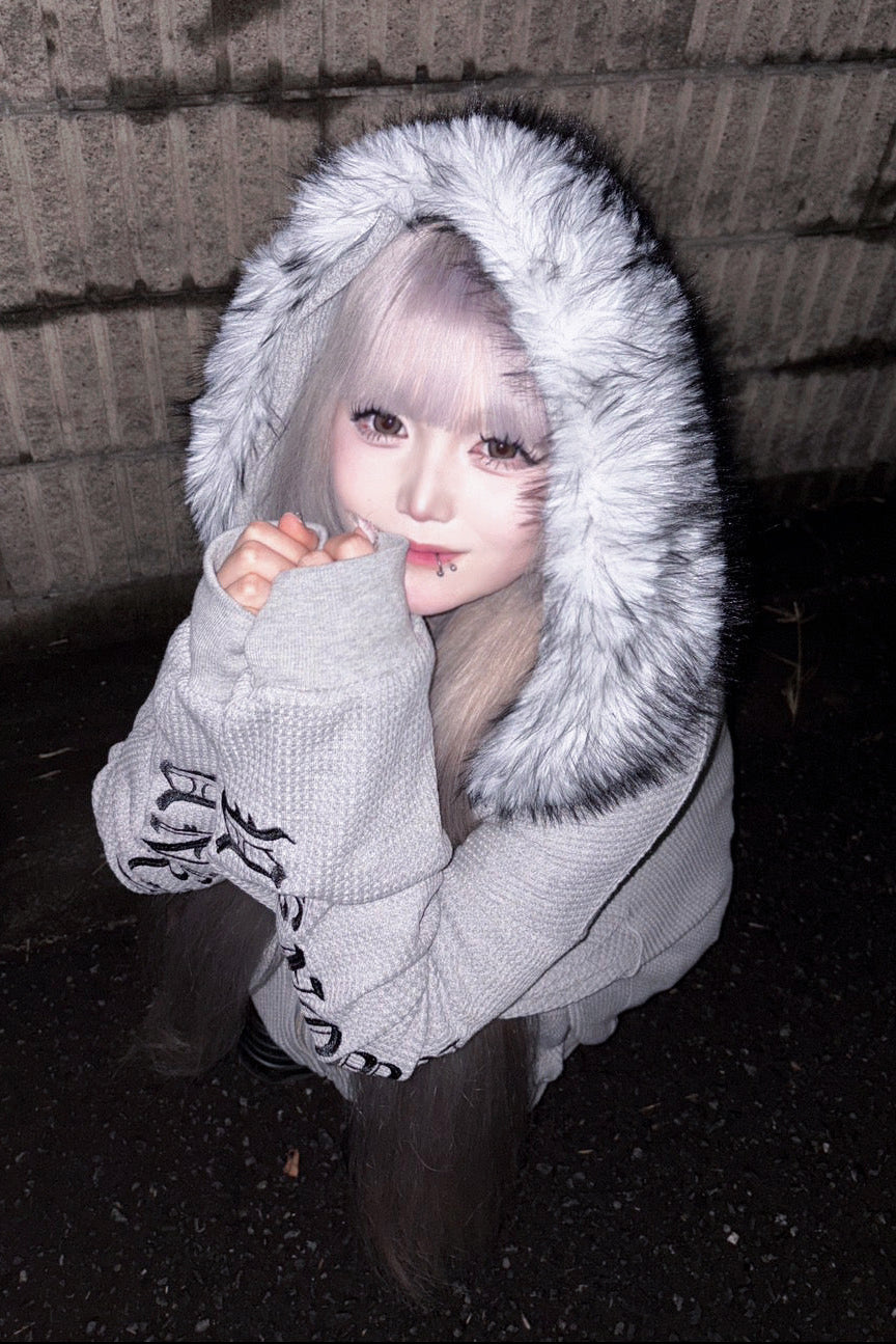 Ash fur waffle hoodie ZC30081