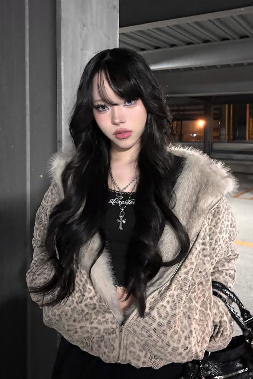 wild leopard fur jacket ZC30086