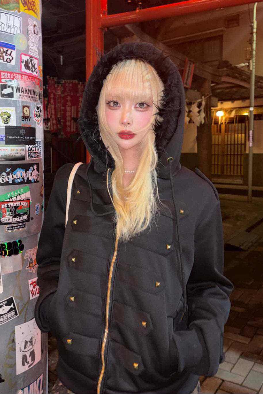 fur metal military jacket ZC30098