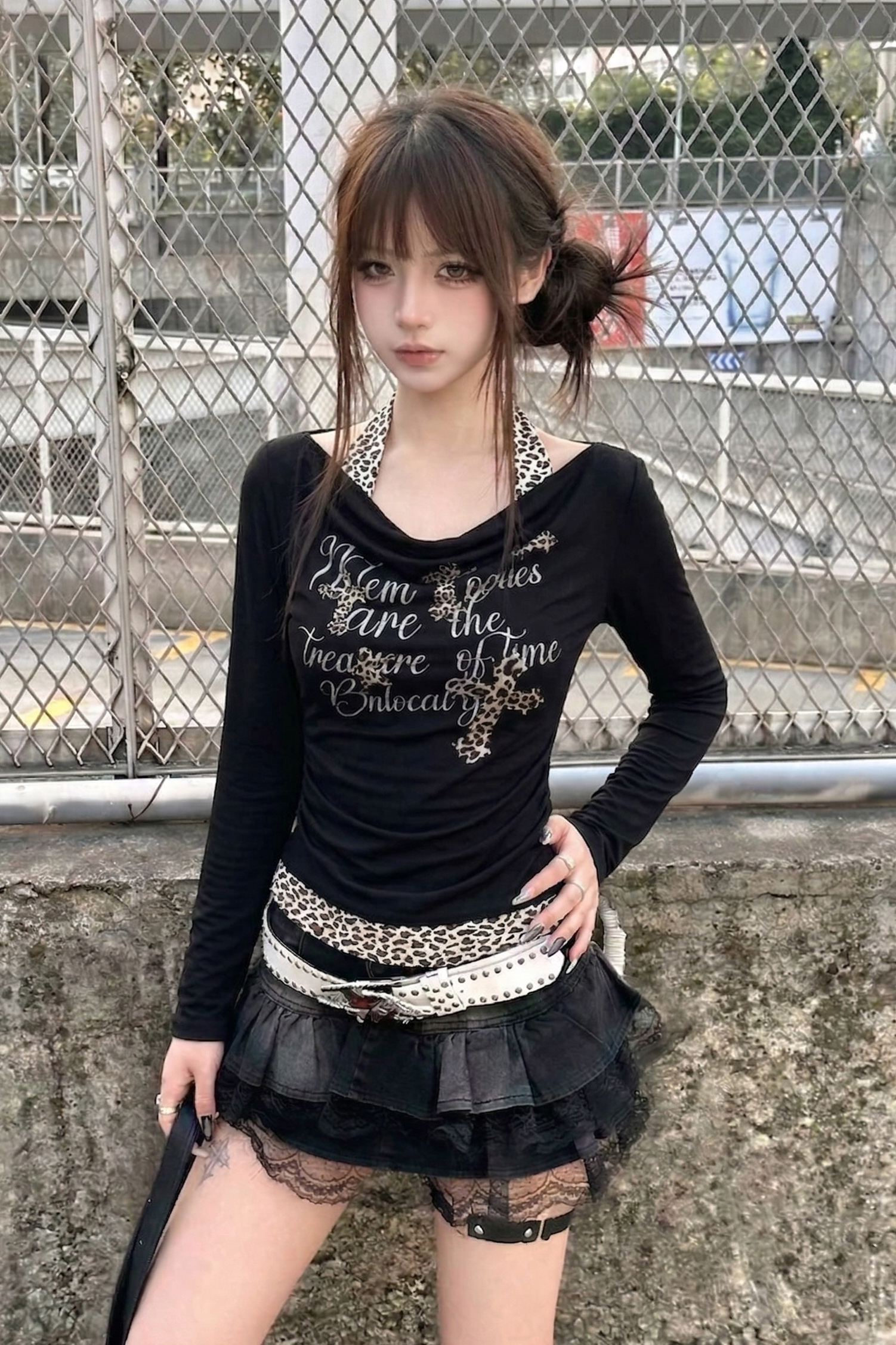 sheer layered tops  ZC21242