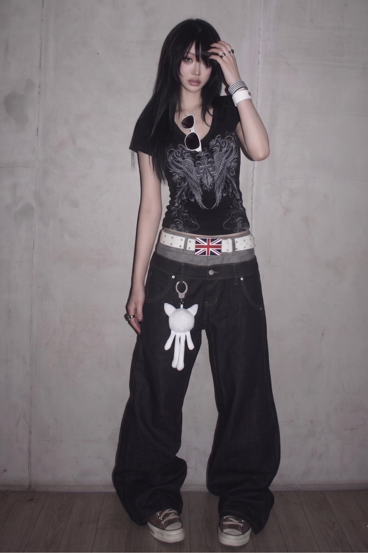 トップス YK gothic pattern hoodie tops ZC21273