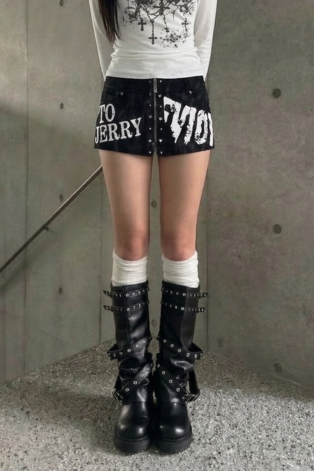 text crash punk short pant ZC19369