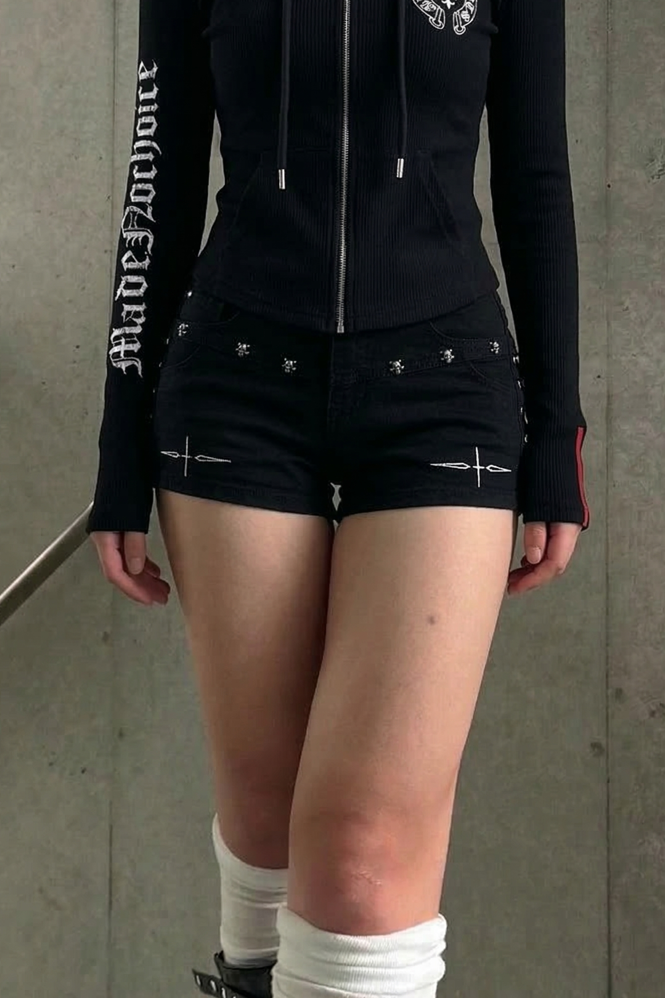 chain lace up short pants ZC19319