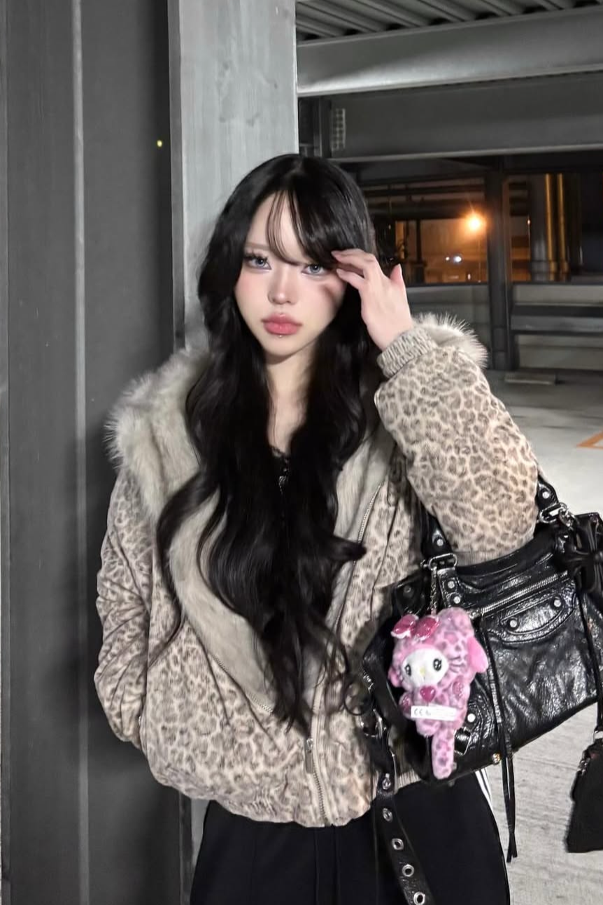 wild leopard fur jacket ZC30086