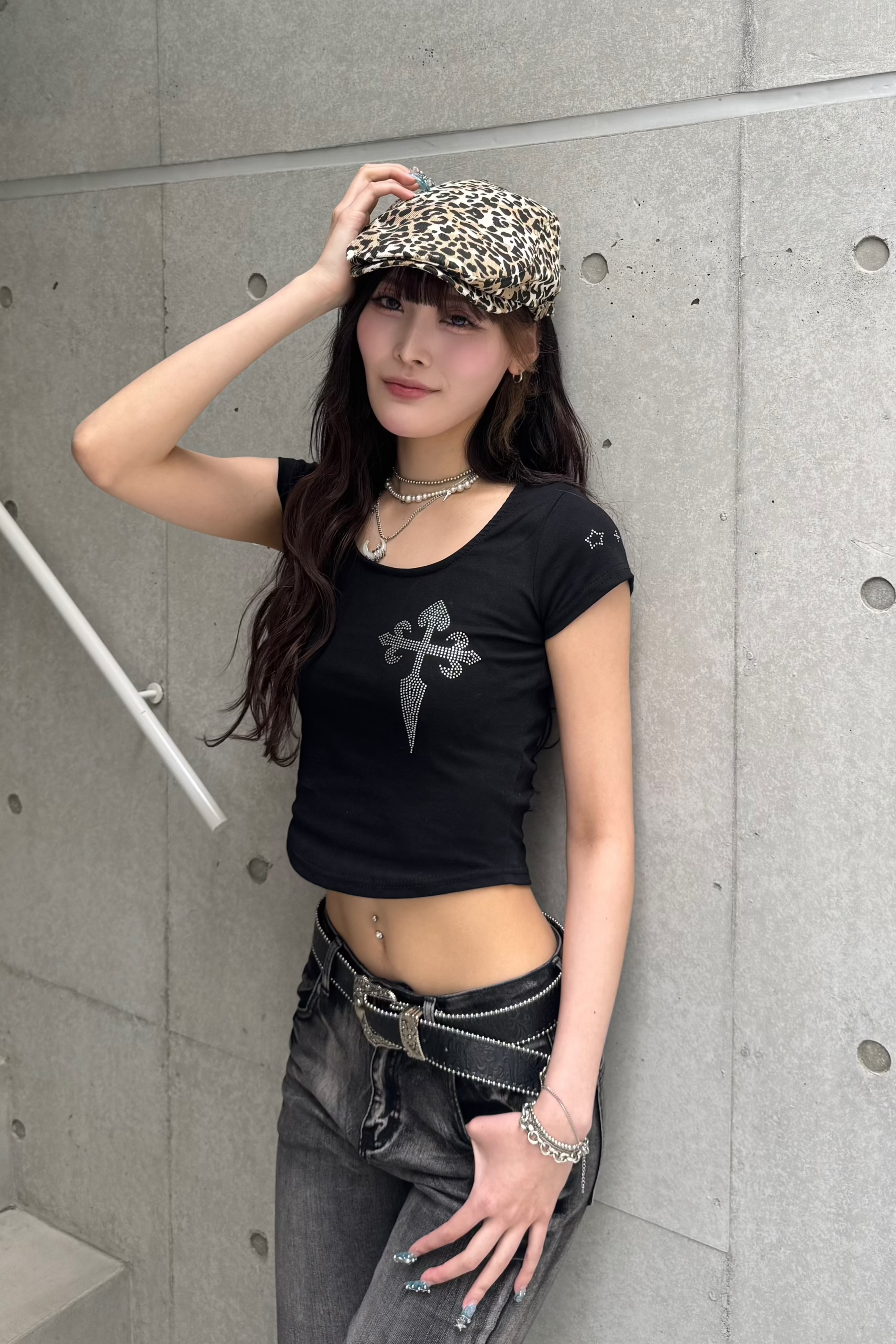 cross stone cropped T-shirt ZC20853