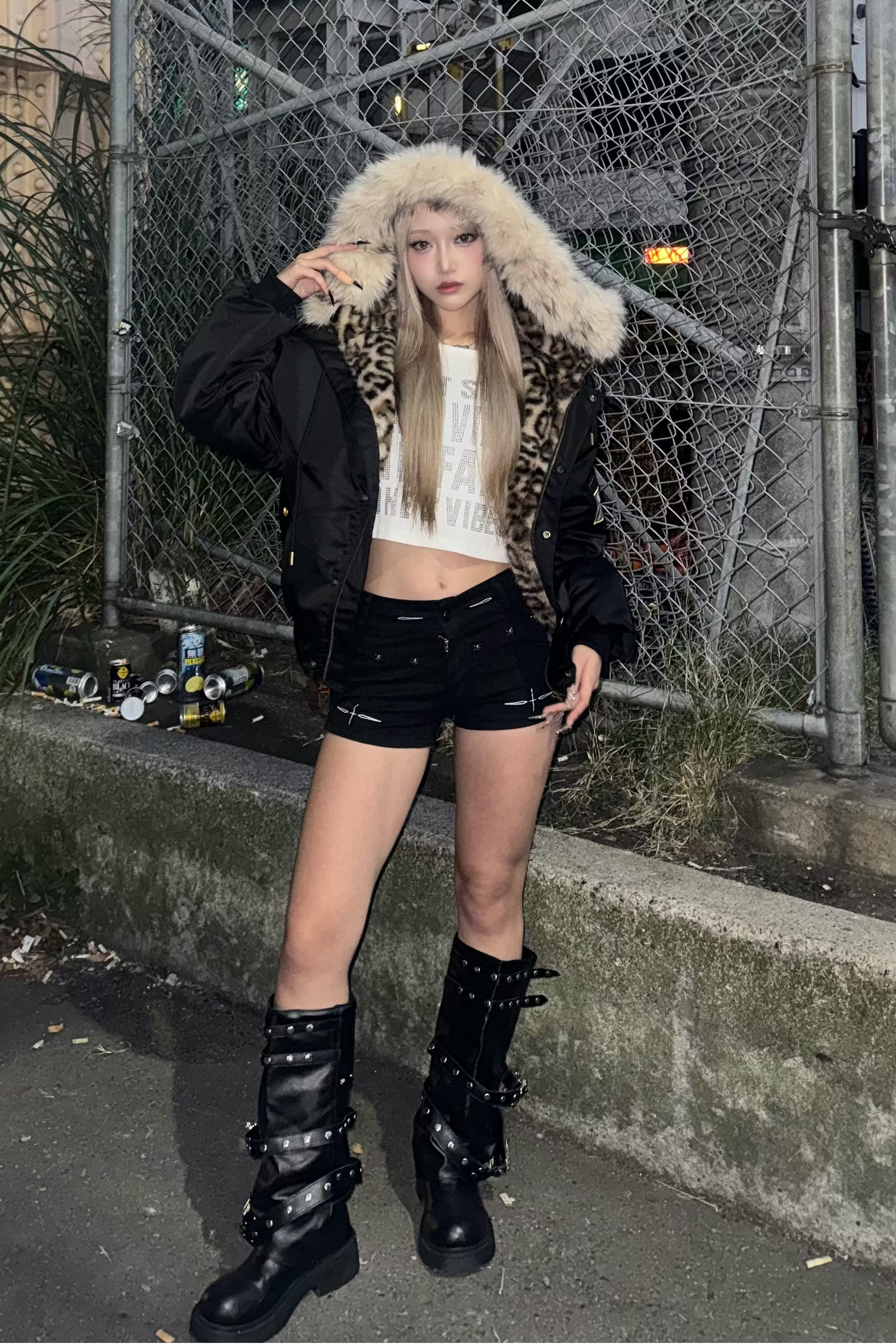 black cat fur down  ZC30091