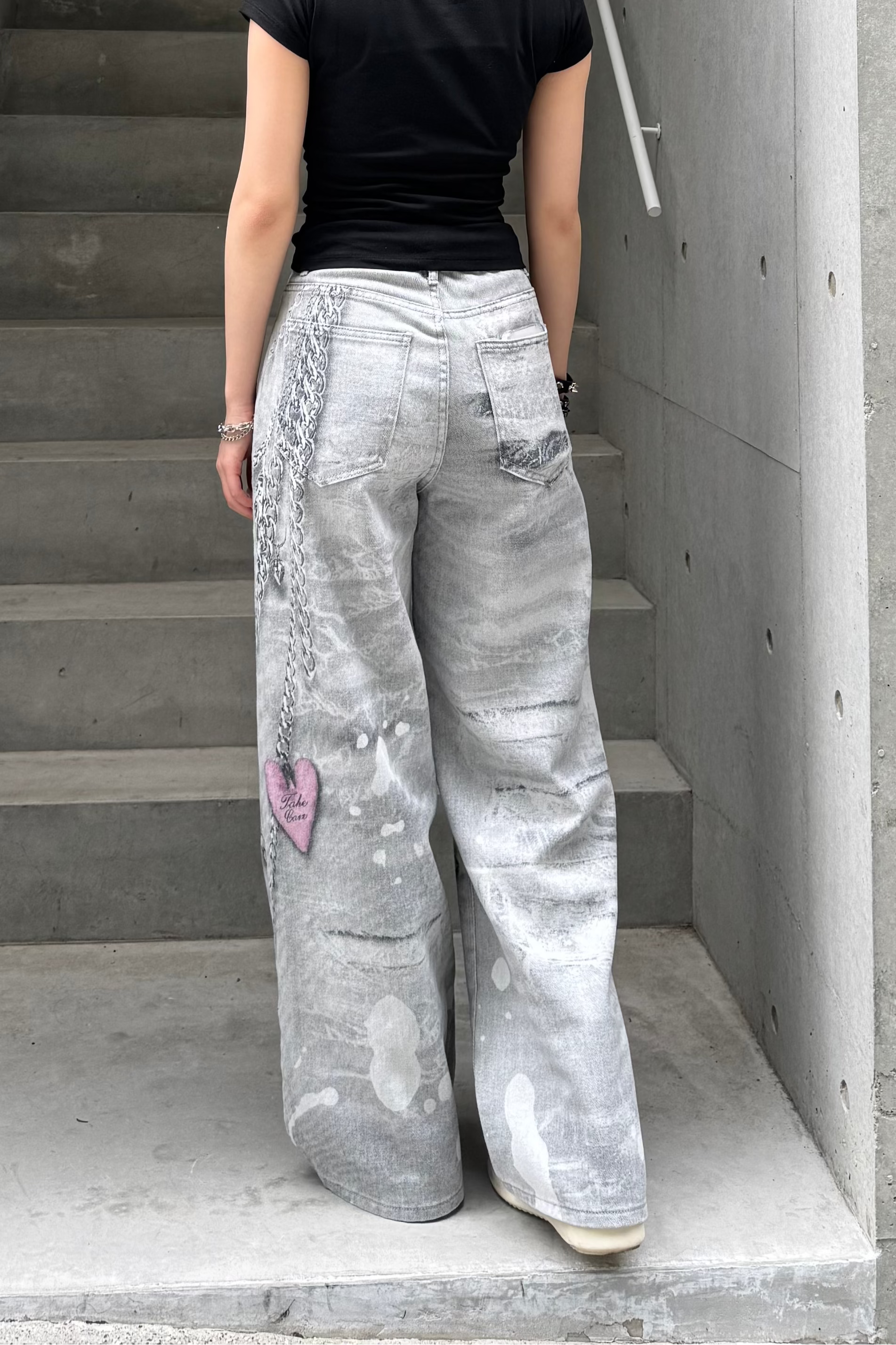 silver chain accent jeans ZC19299