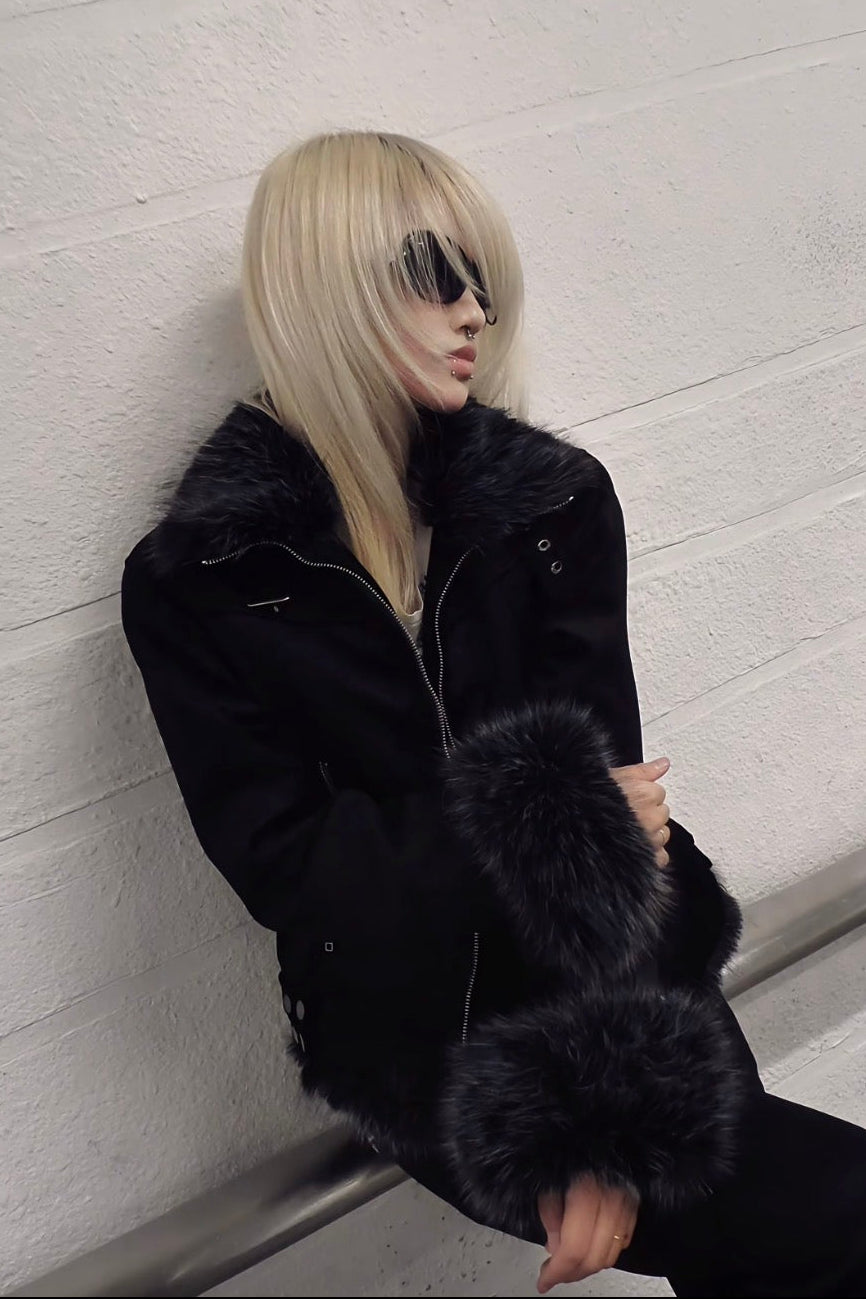 dark zip fur blouson ZC30105