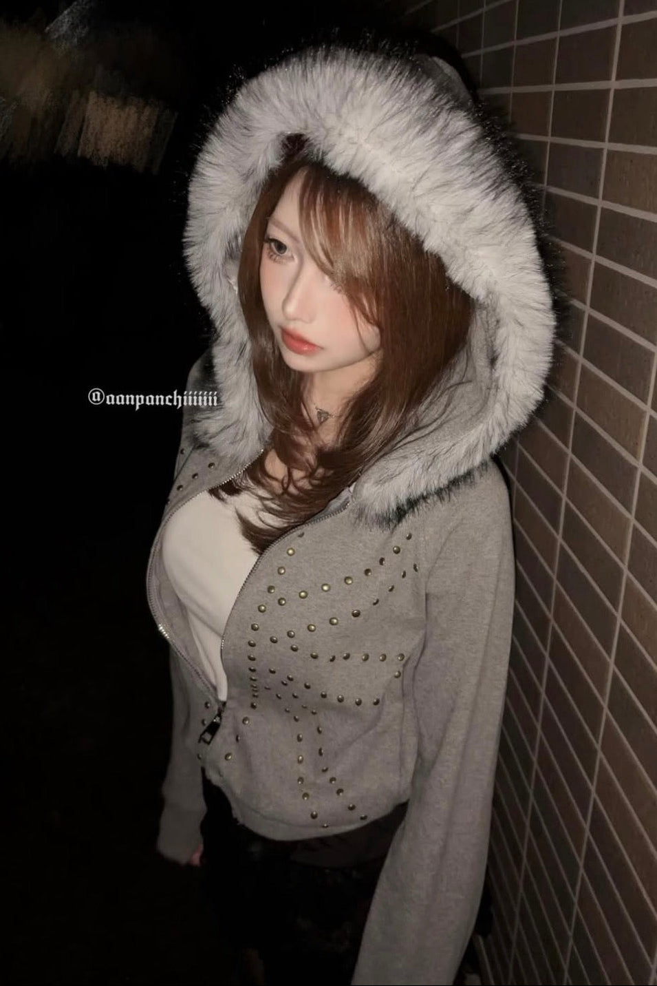 brit stud fur hoodie ZC21027