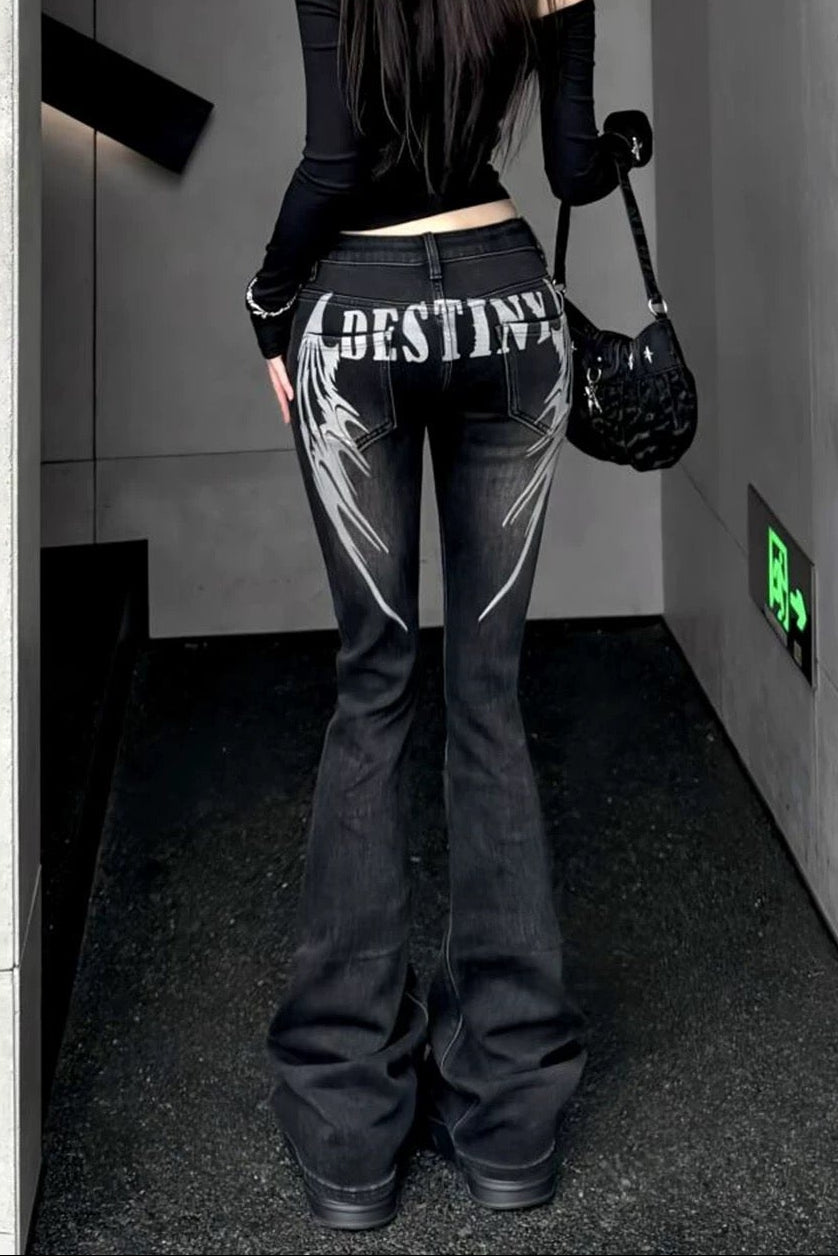 back feather design denim ZC19374