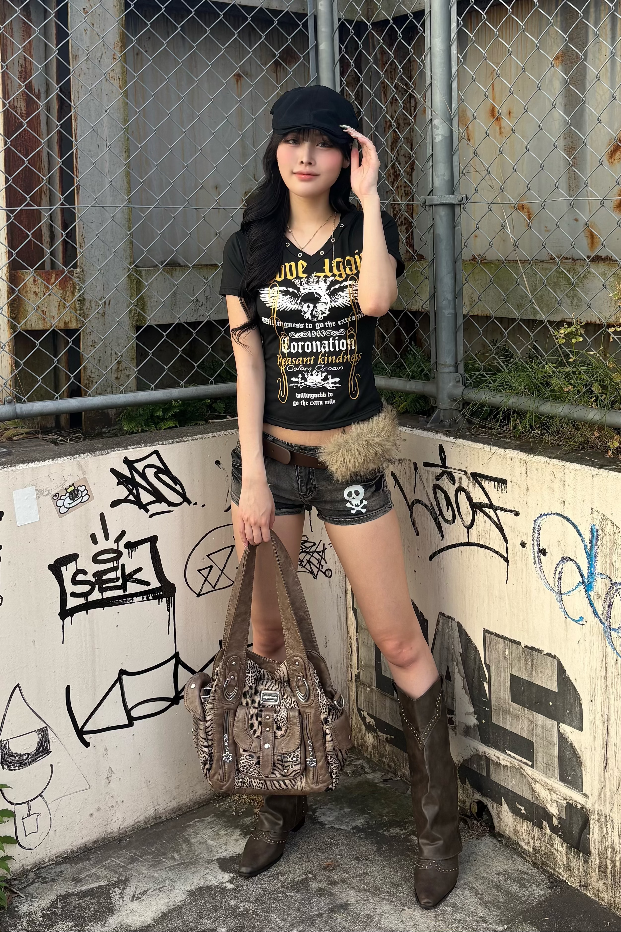 vintage skull tight hoodie ZC21338