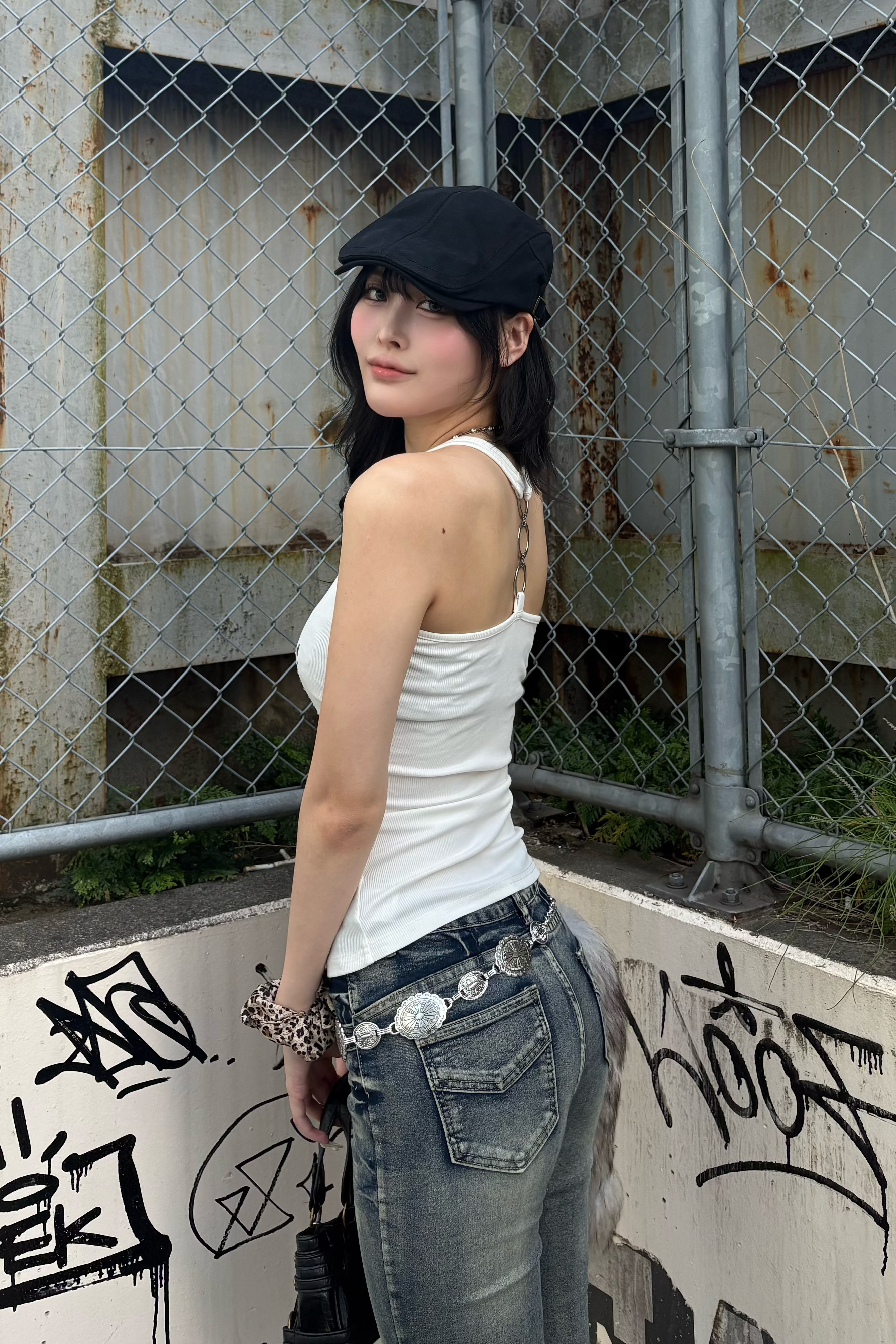 leopard cross tank top ZC21337