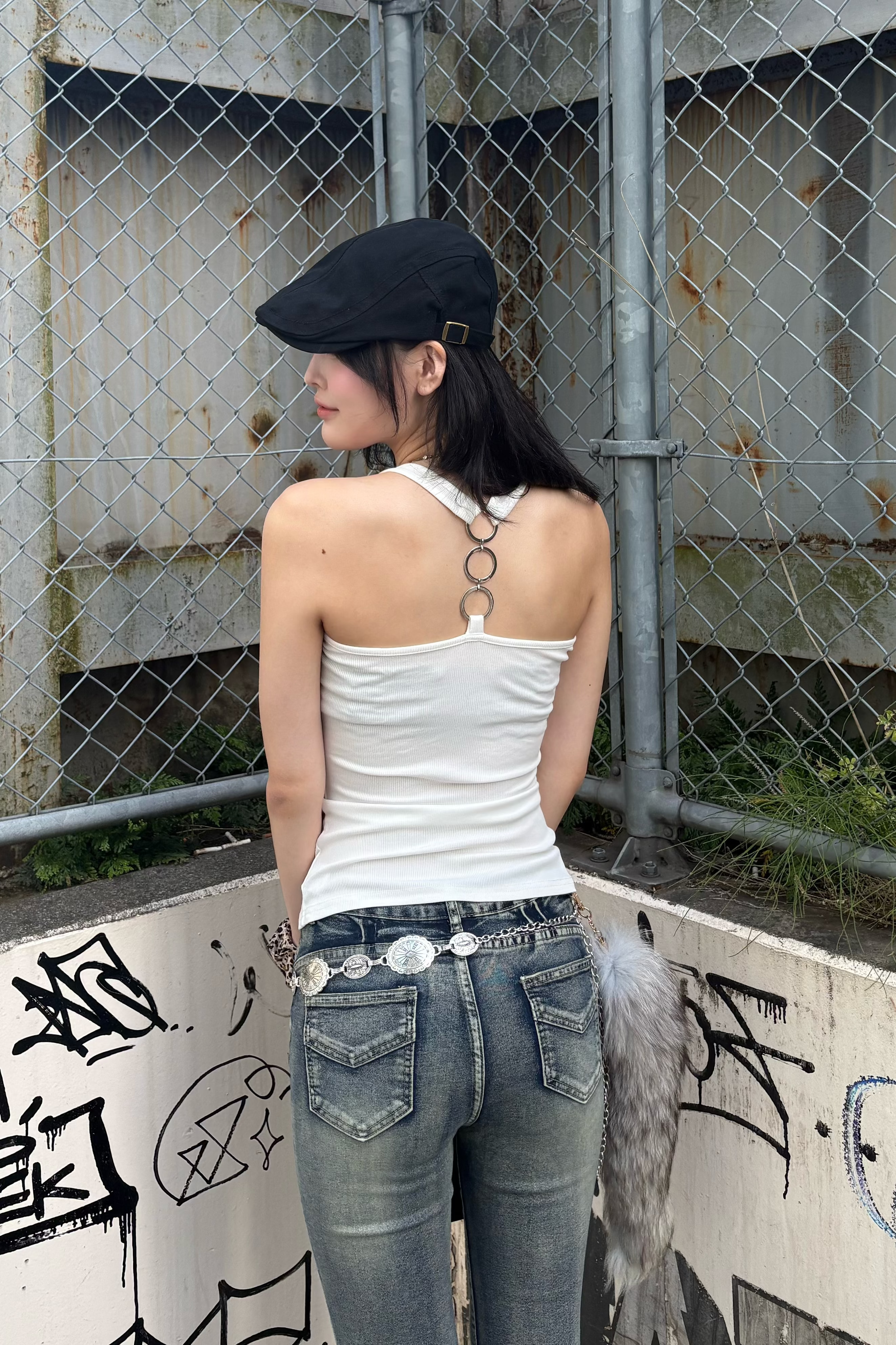 leopard cross tank top ZC21337