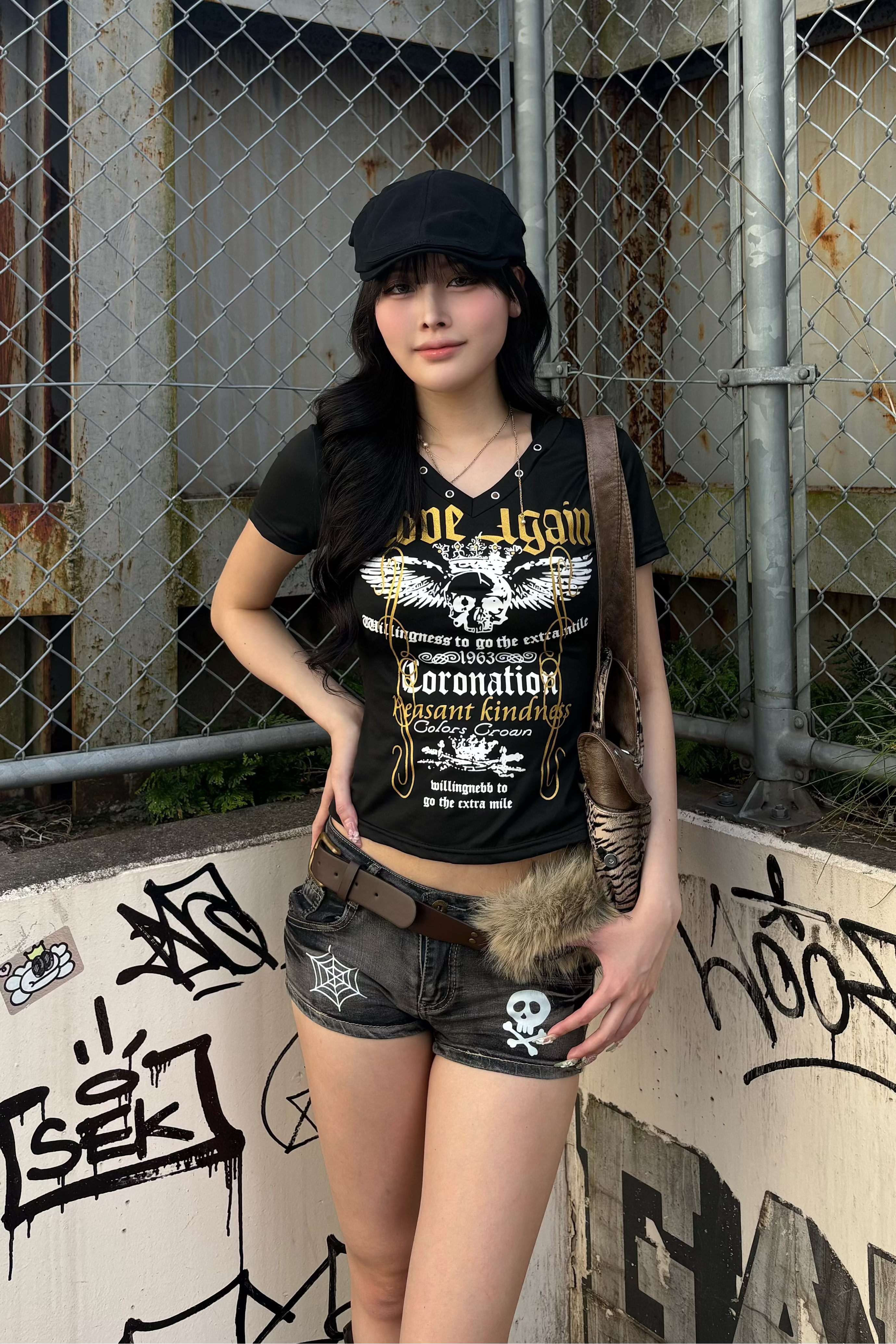 vintage skull tight hoodie ZC21338