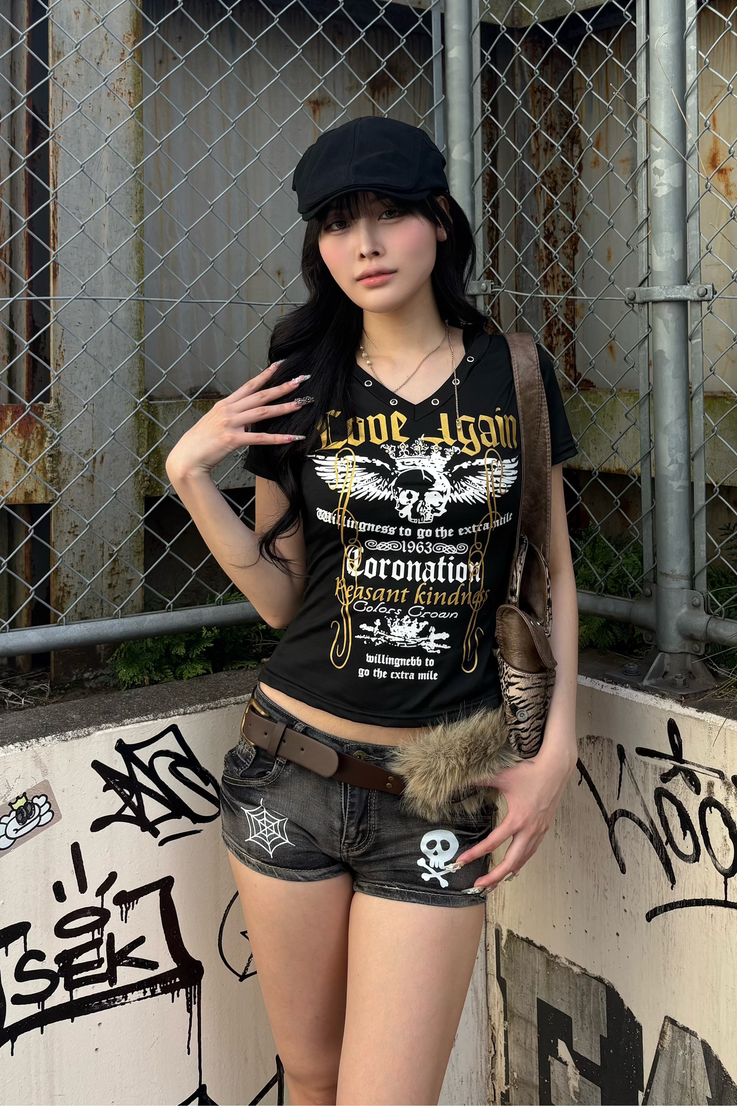 vintage skull tight hoodie ZC21338