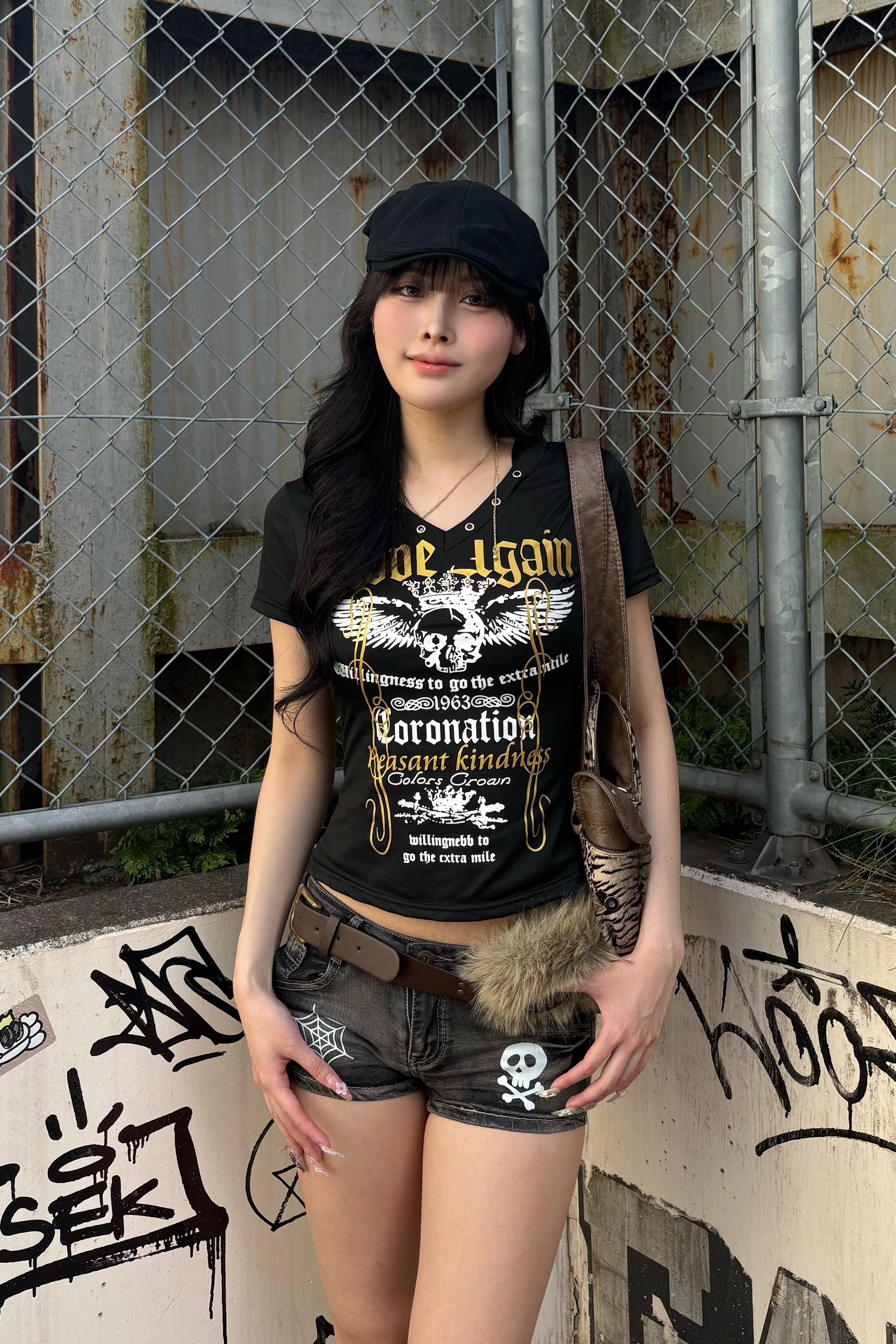 vintage skull tight hoodie ZC21338