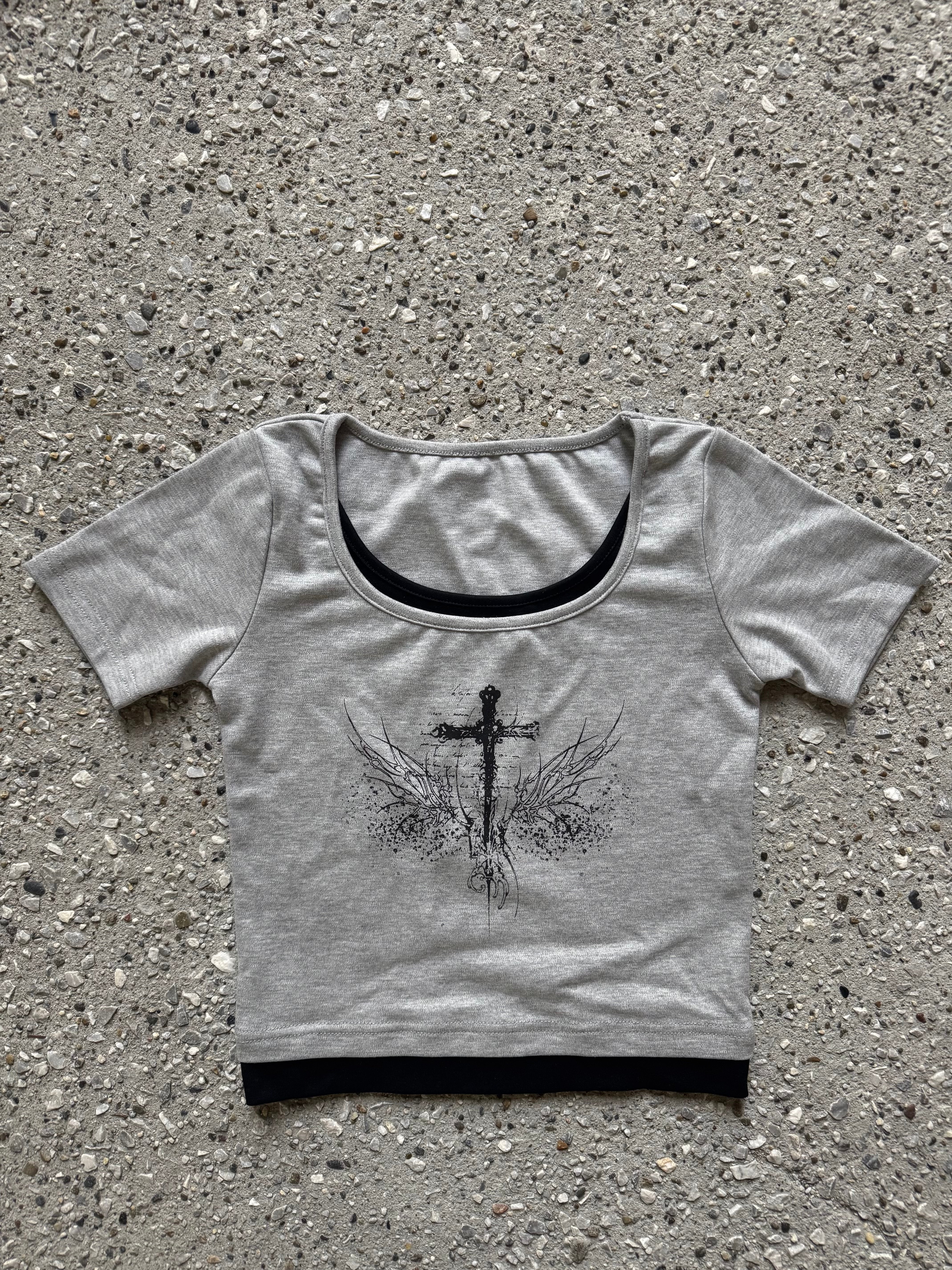 クロスデザインクロップドTシャツ ZC20940