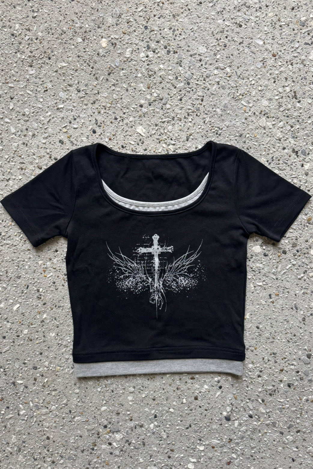 クロスデザインクロップドTシャツ ZC20940