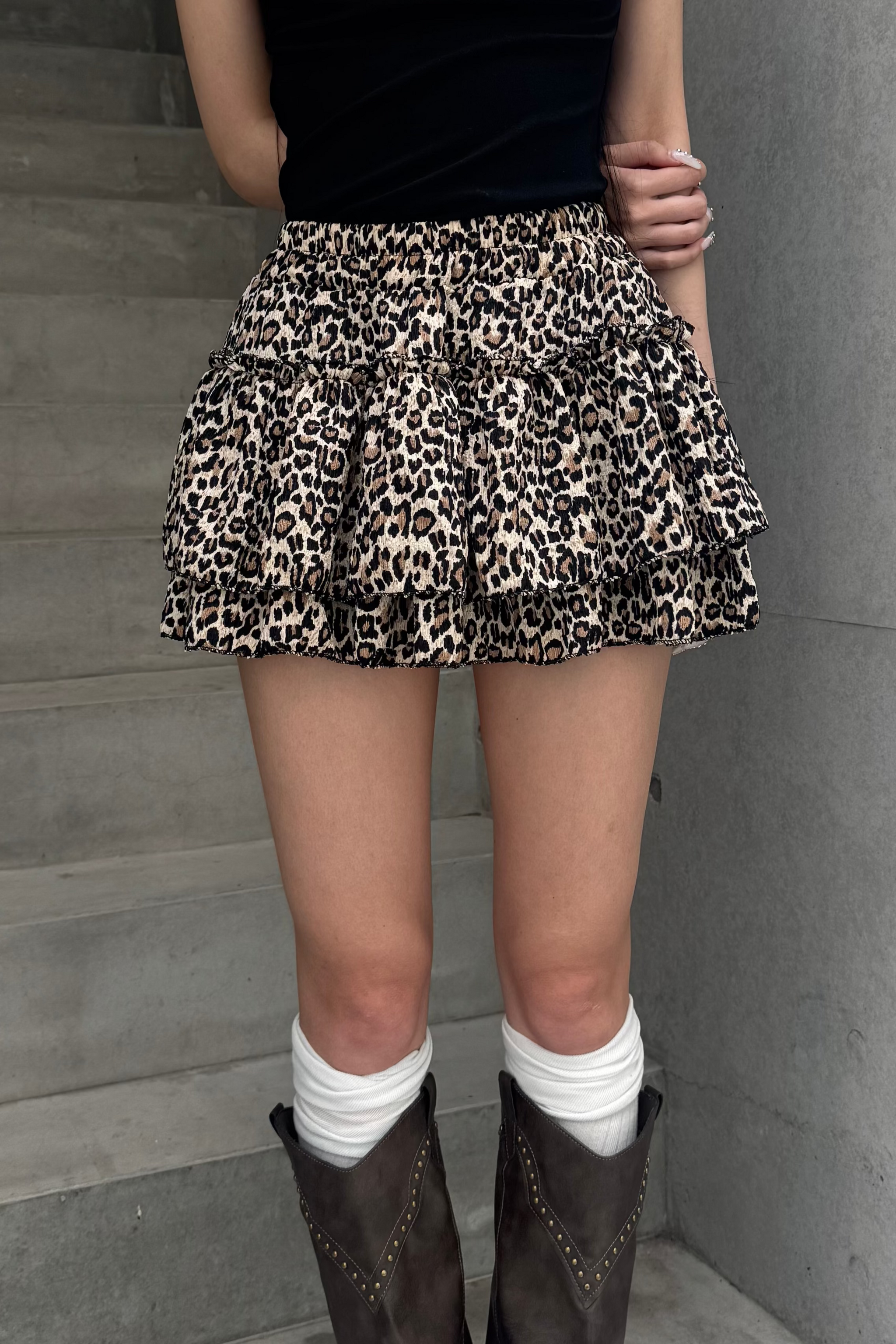 スカート babylclub Leopard Bonbon Mini Skirt leopard tiered mini skirt ZC21211