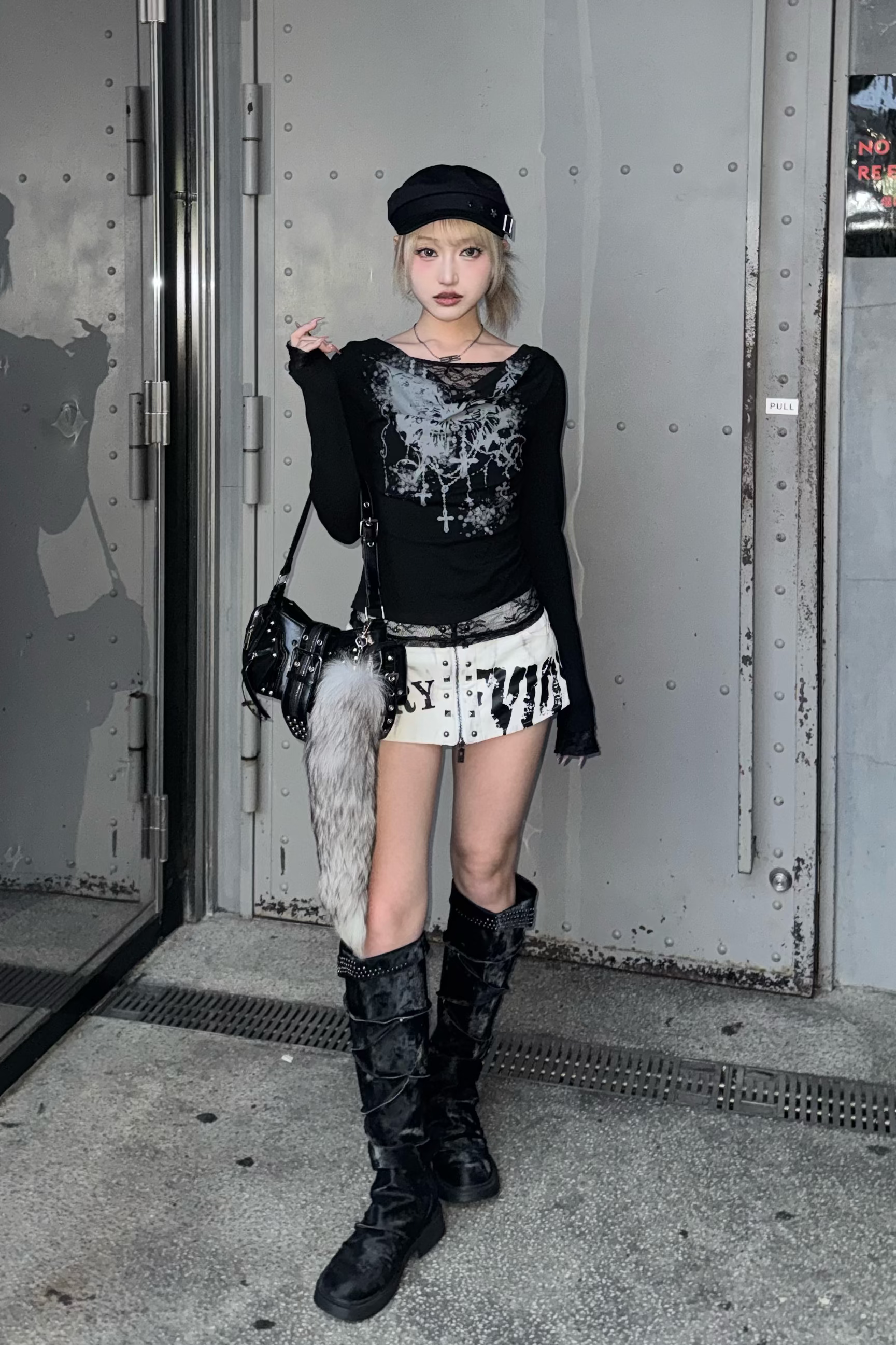 text crash punk short pant ZC19369