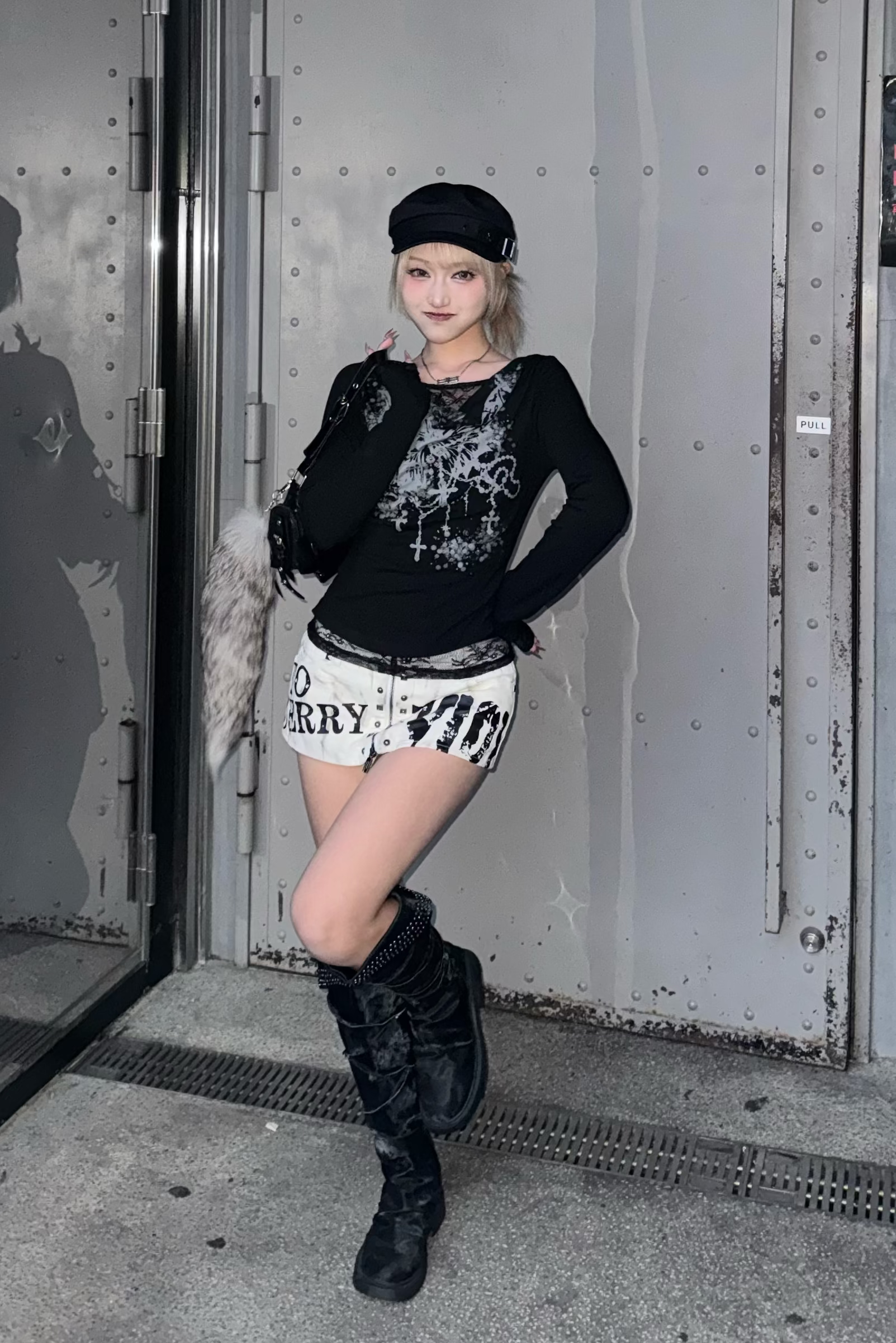 text crash punk short pant ZC19369