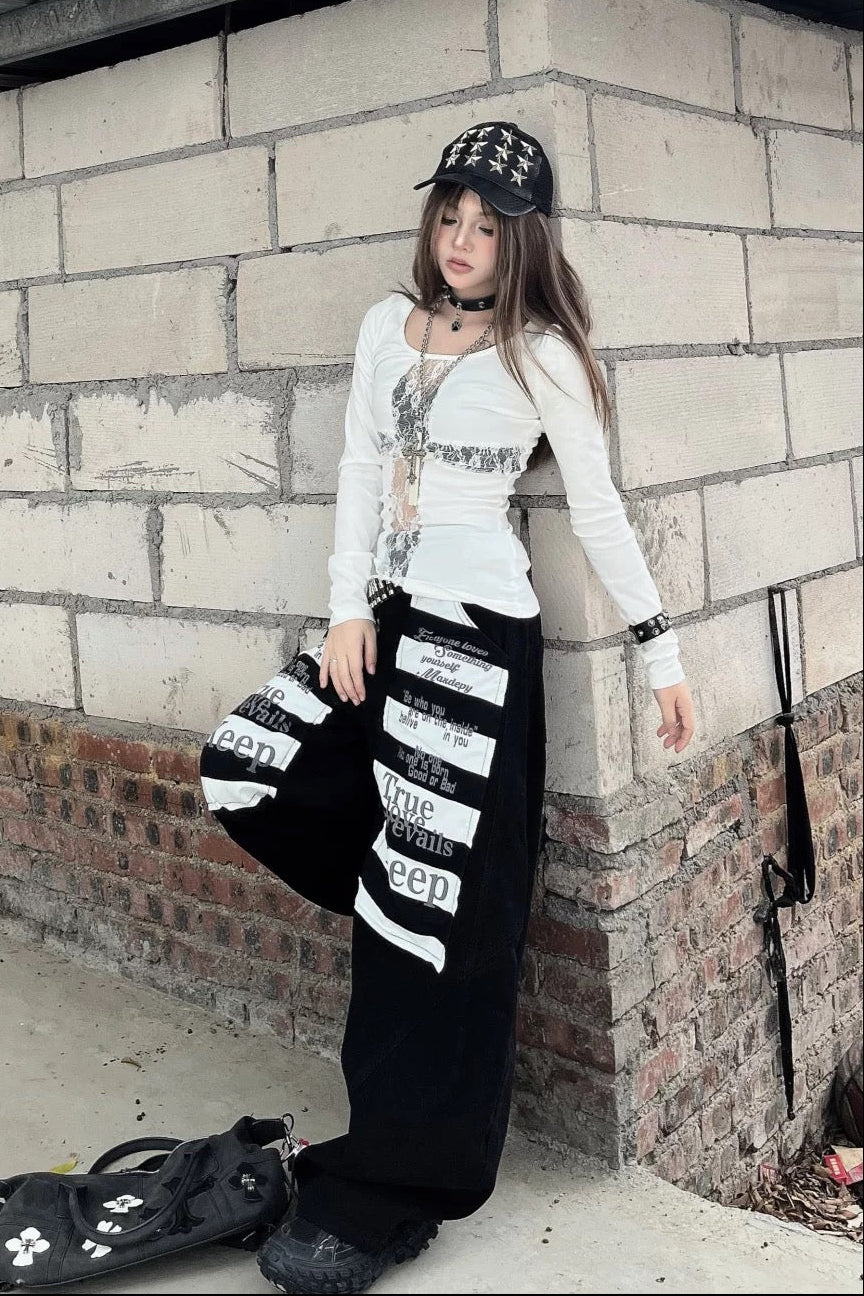 gothic cross lace long tee ZC21225