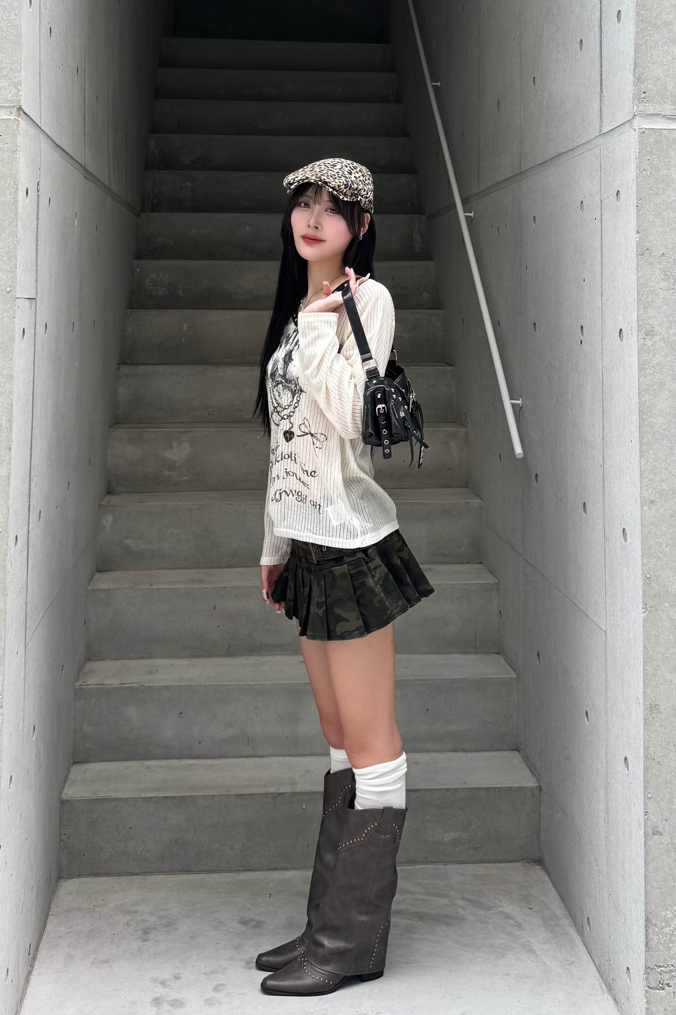 Double Buckle Camo Mini Skirt ZC20944