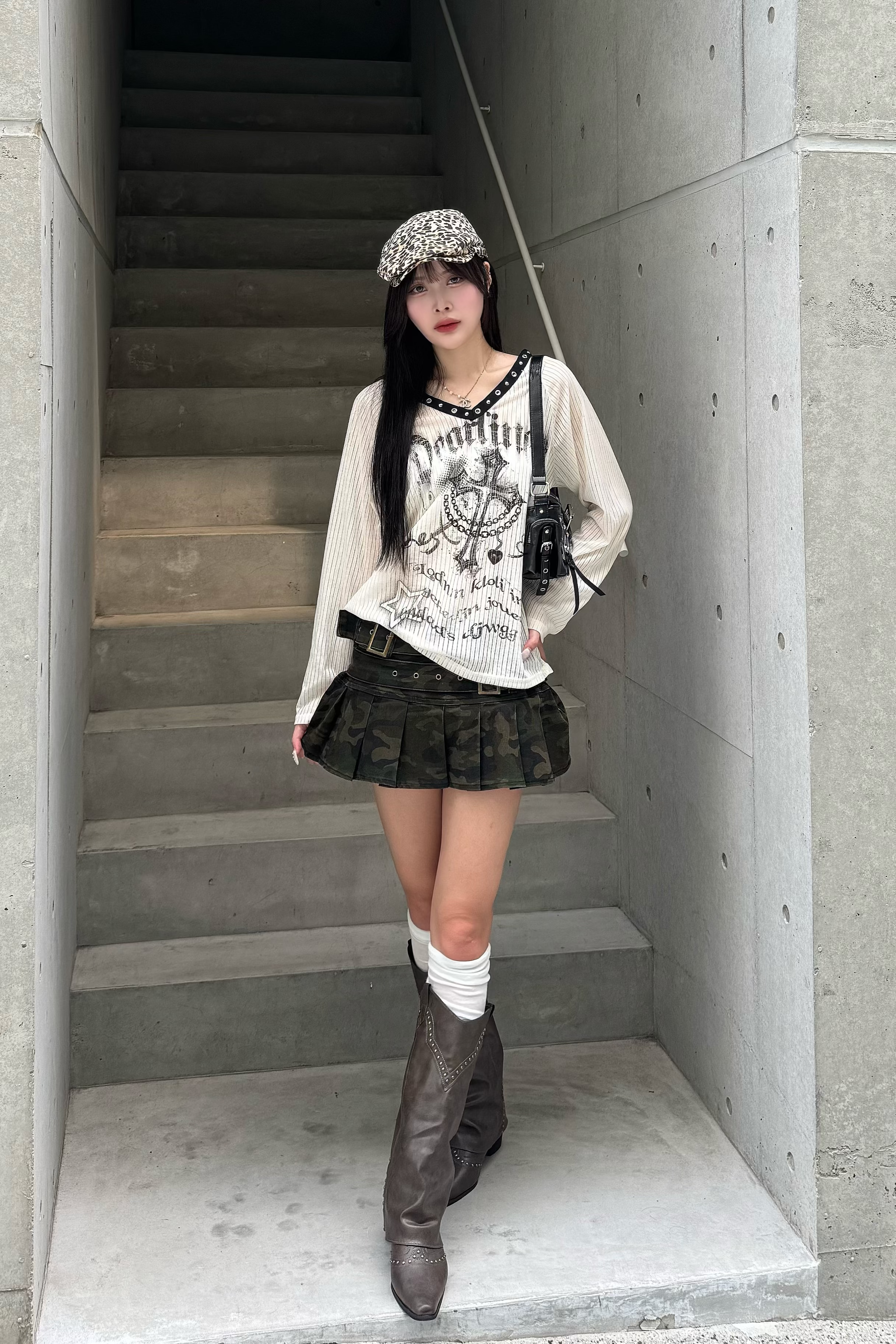 Double Buckle Camo Mini Skirt ZC20944