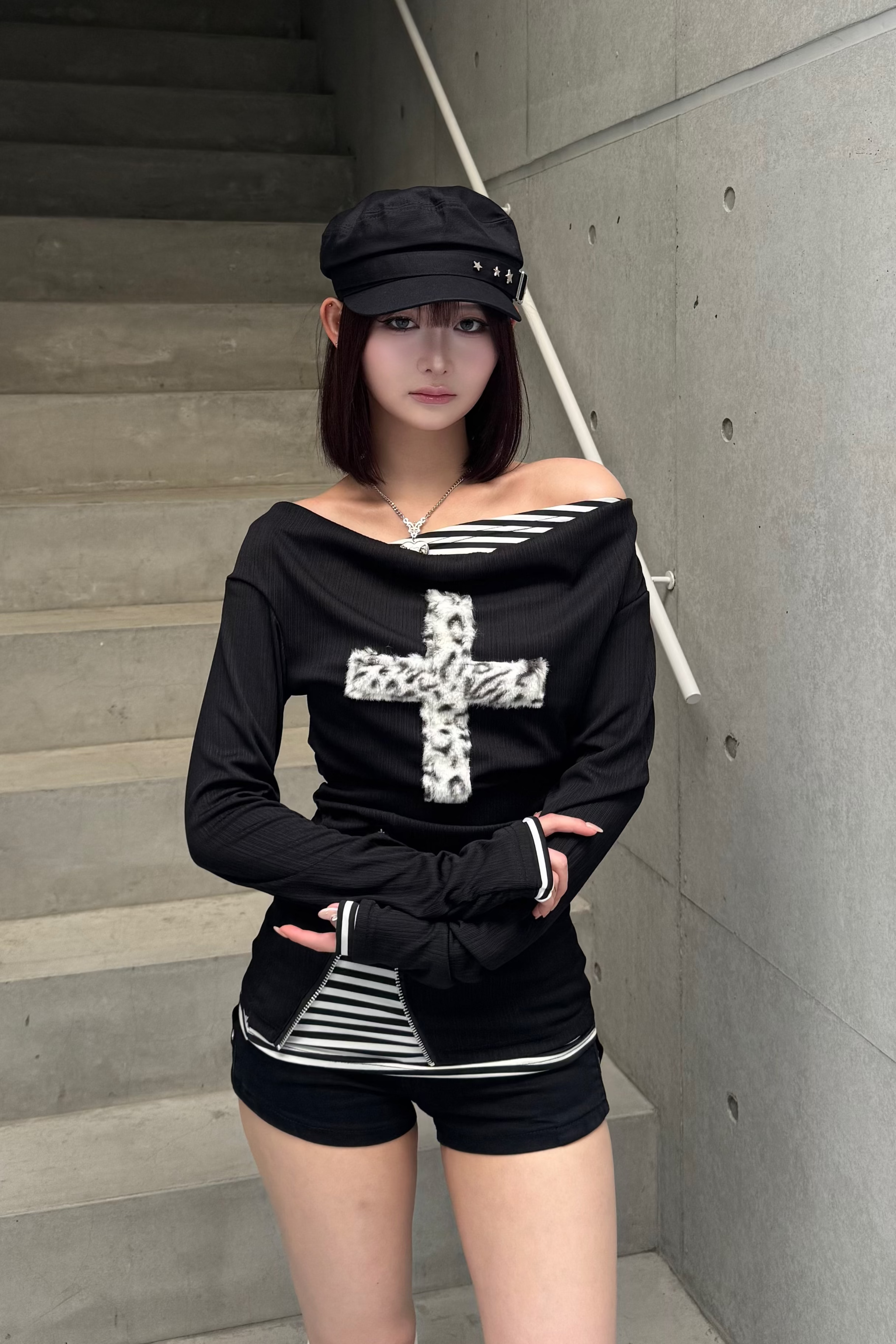 fuwafuwa zip layered top ZC20947