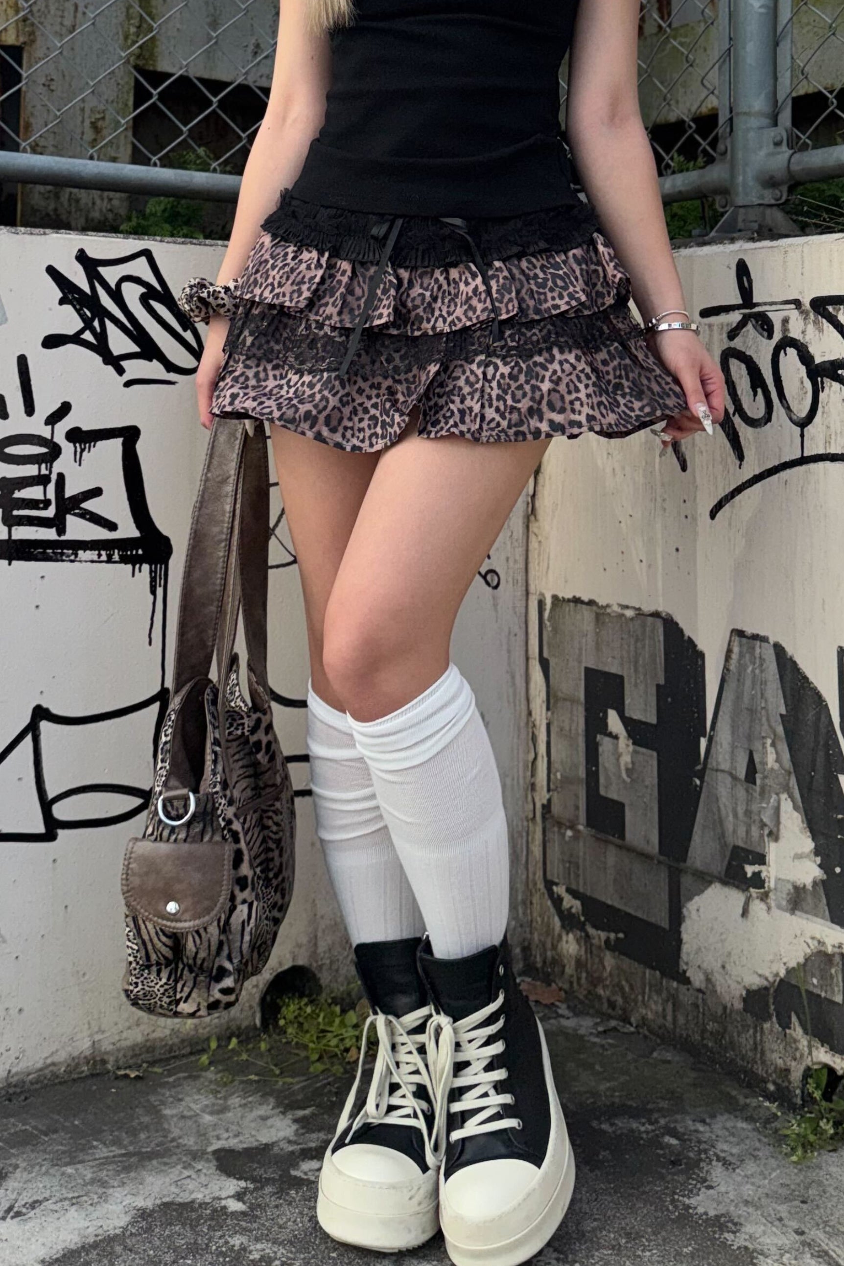 leopard mix skirt ZC19424