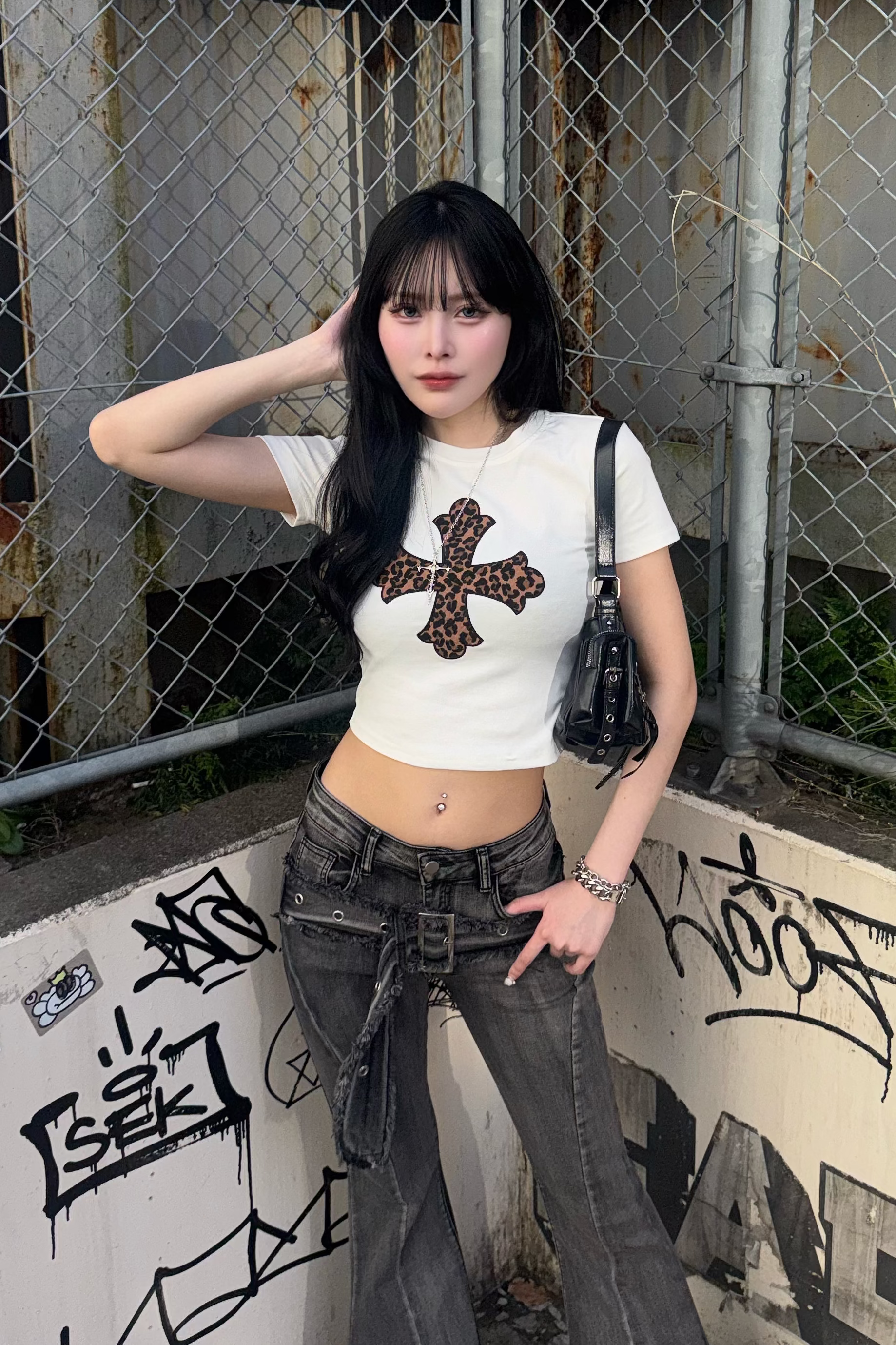 leopard design cross tops ZC21260