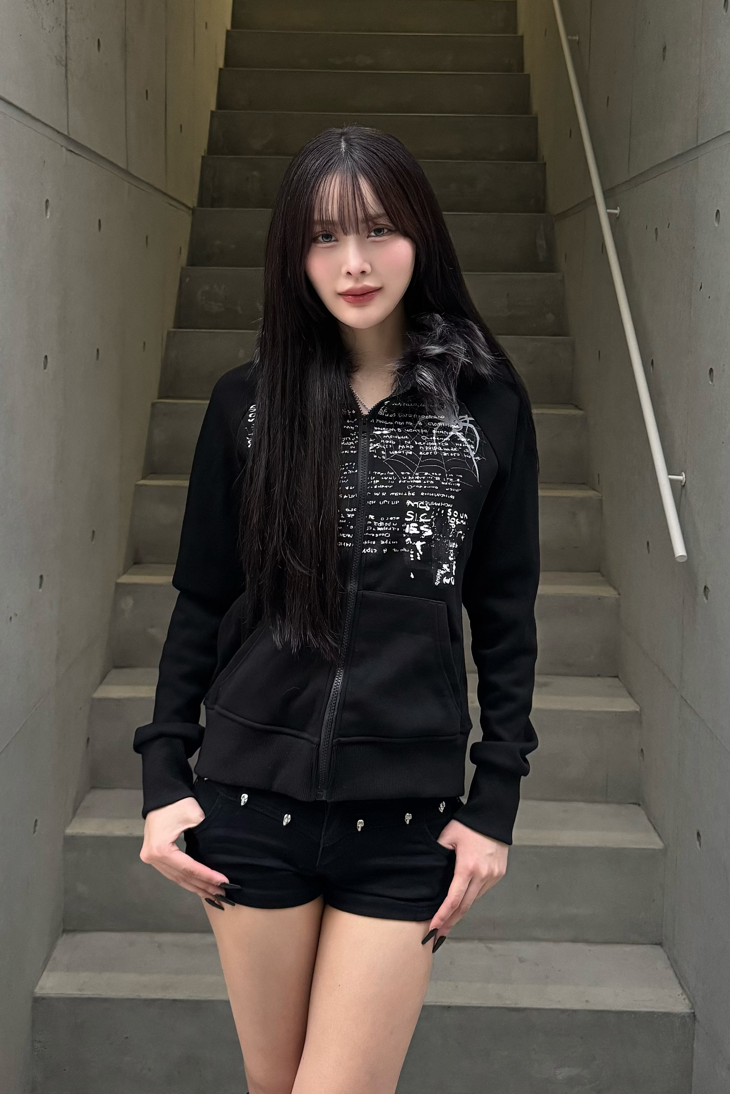 Graffiti spider  fur hoodie ZC20949