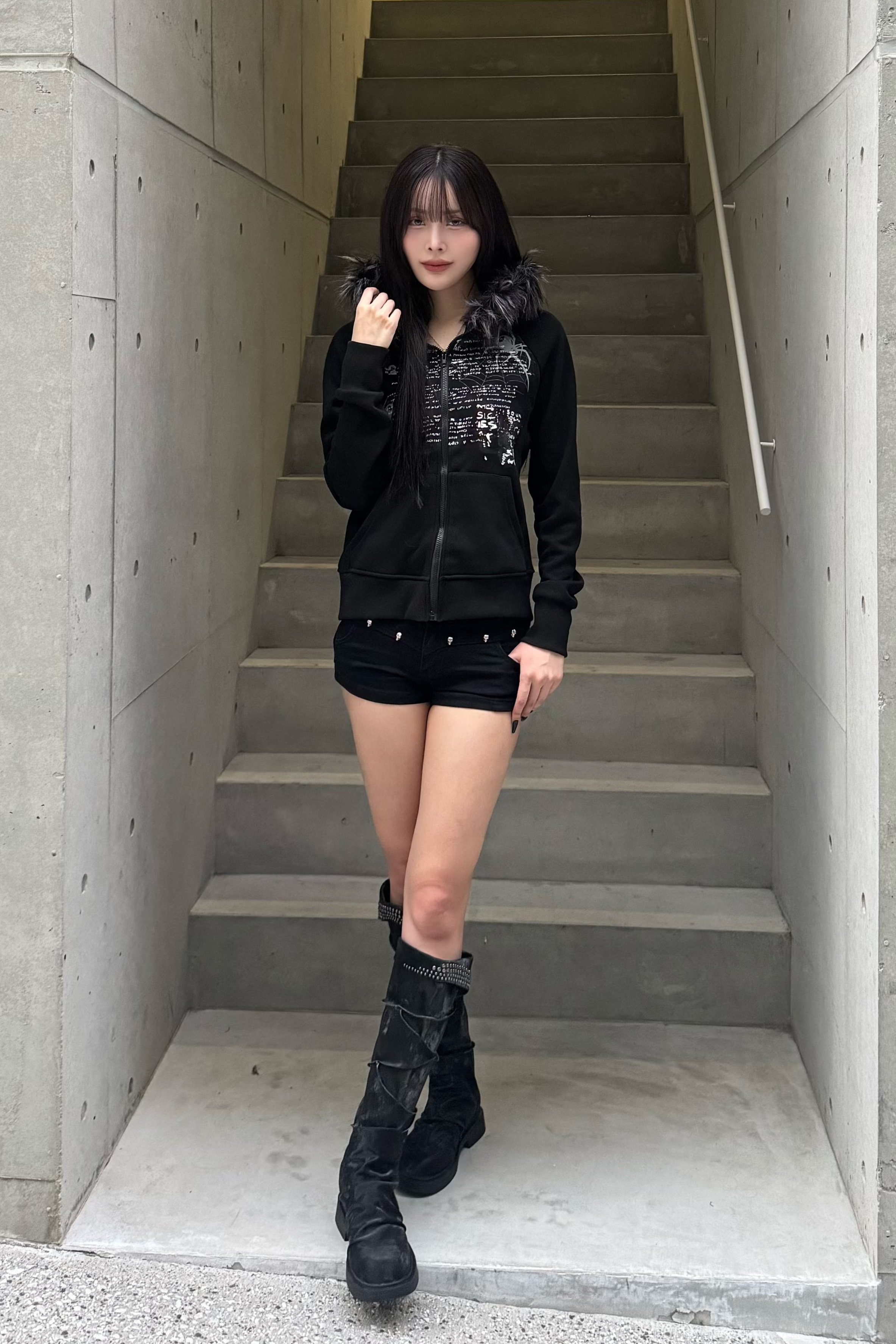 Graffiti spider  fur hoodie ZC20949