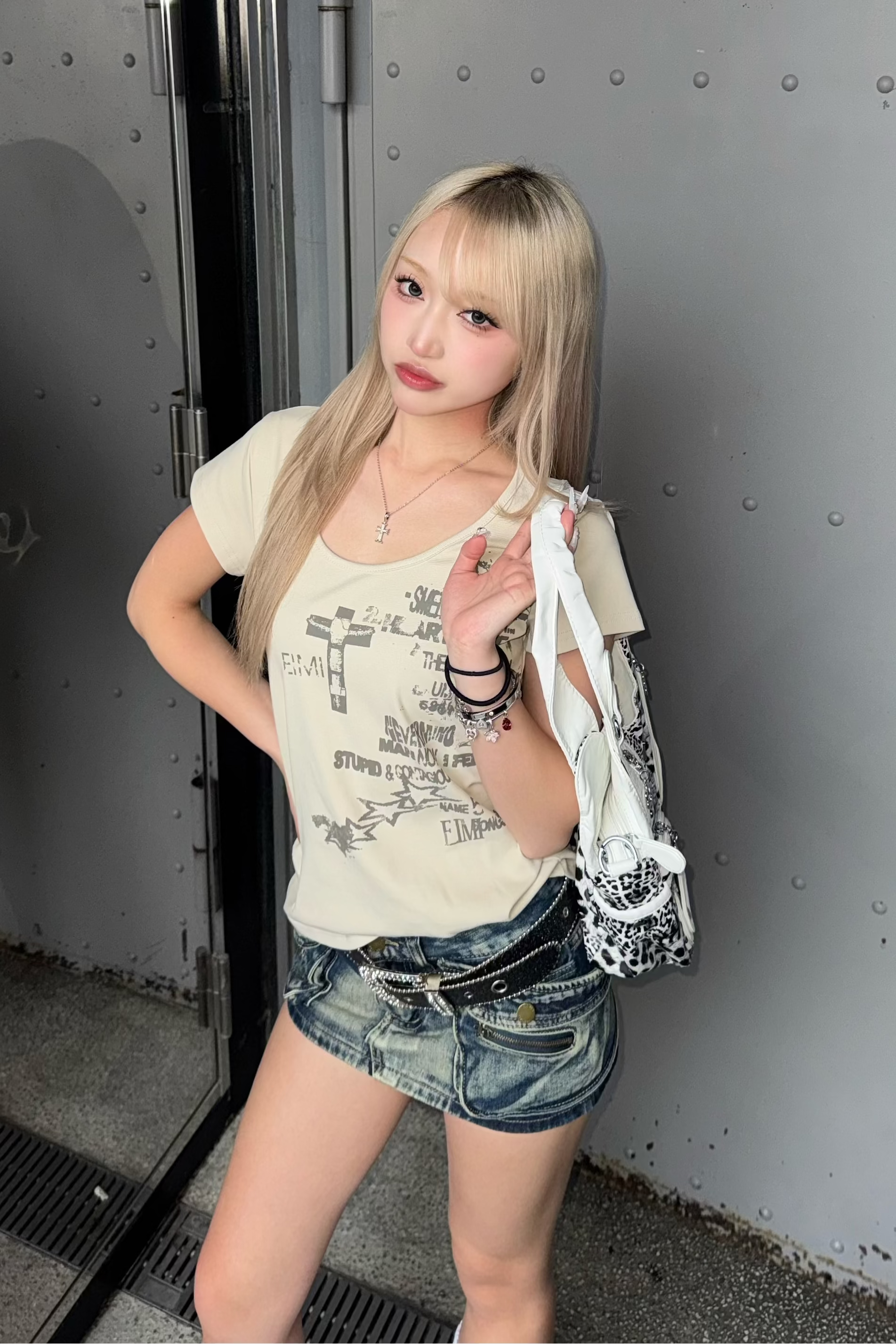 cross graphic baby tee ZC21295
