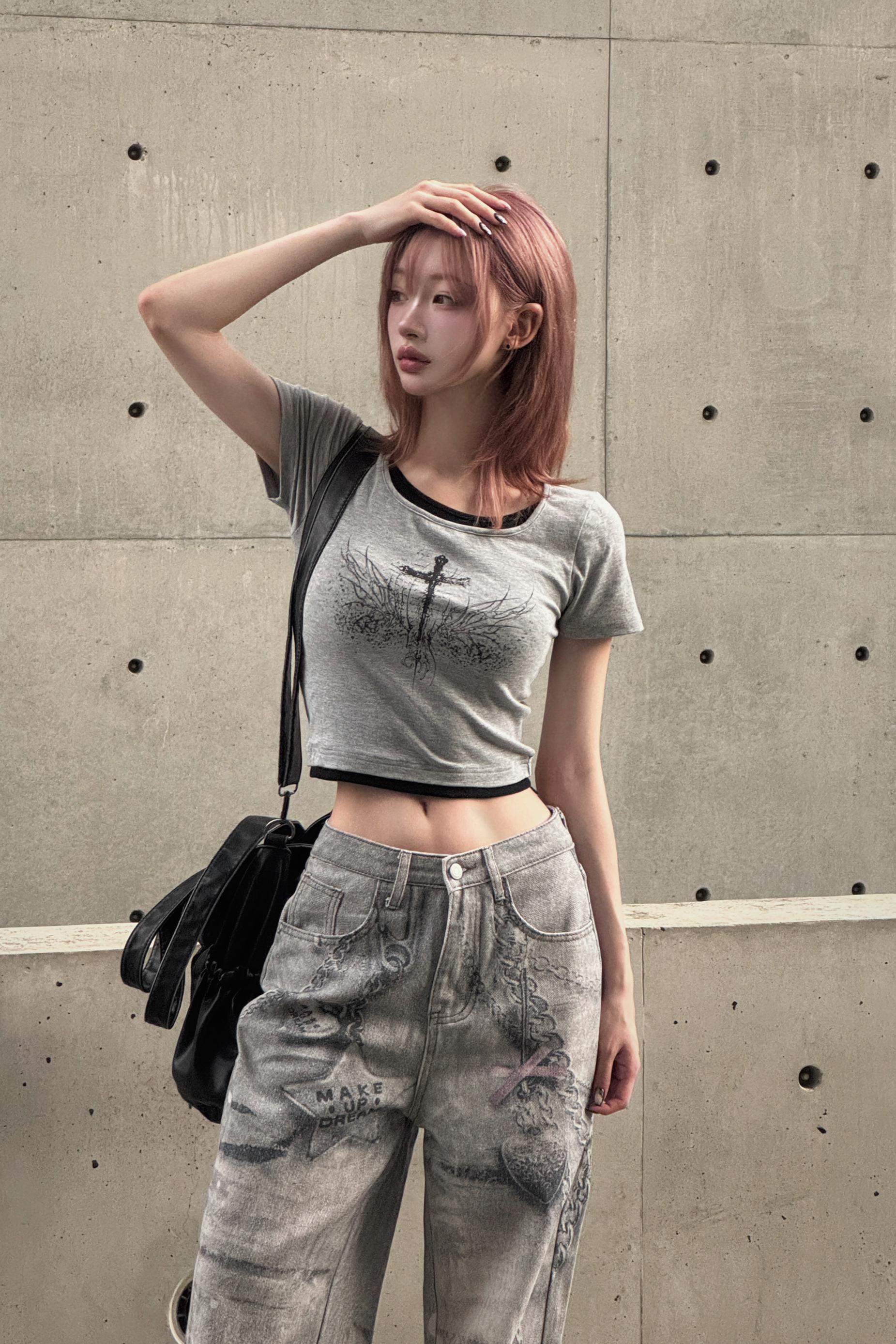 クロスデザインクロップドTシャツ ZC20940